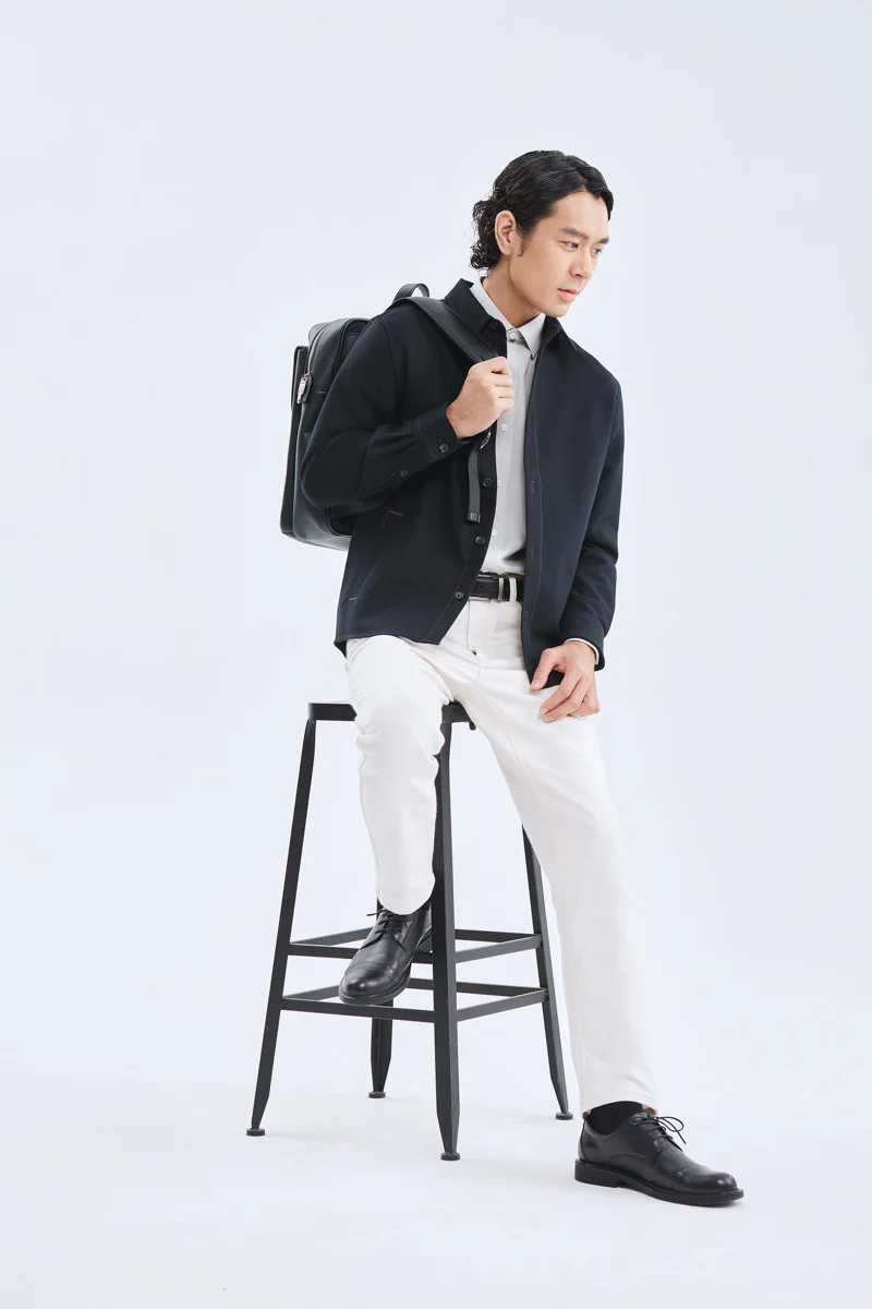 Brushed Contrast Stitch Shirt Jacket | Black BKFD01 - Image 6