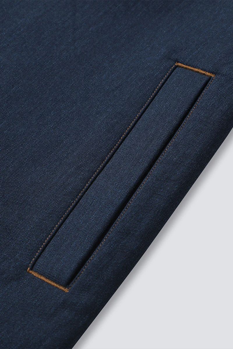 Brushed Contrast Stitch Shirt Jacket | Navy 30193N - Image 10