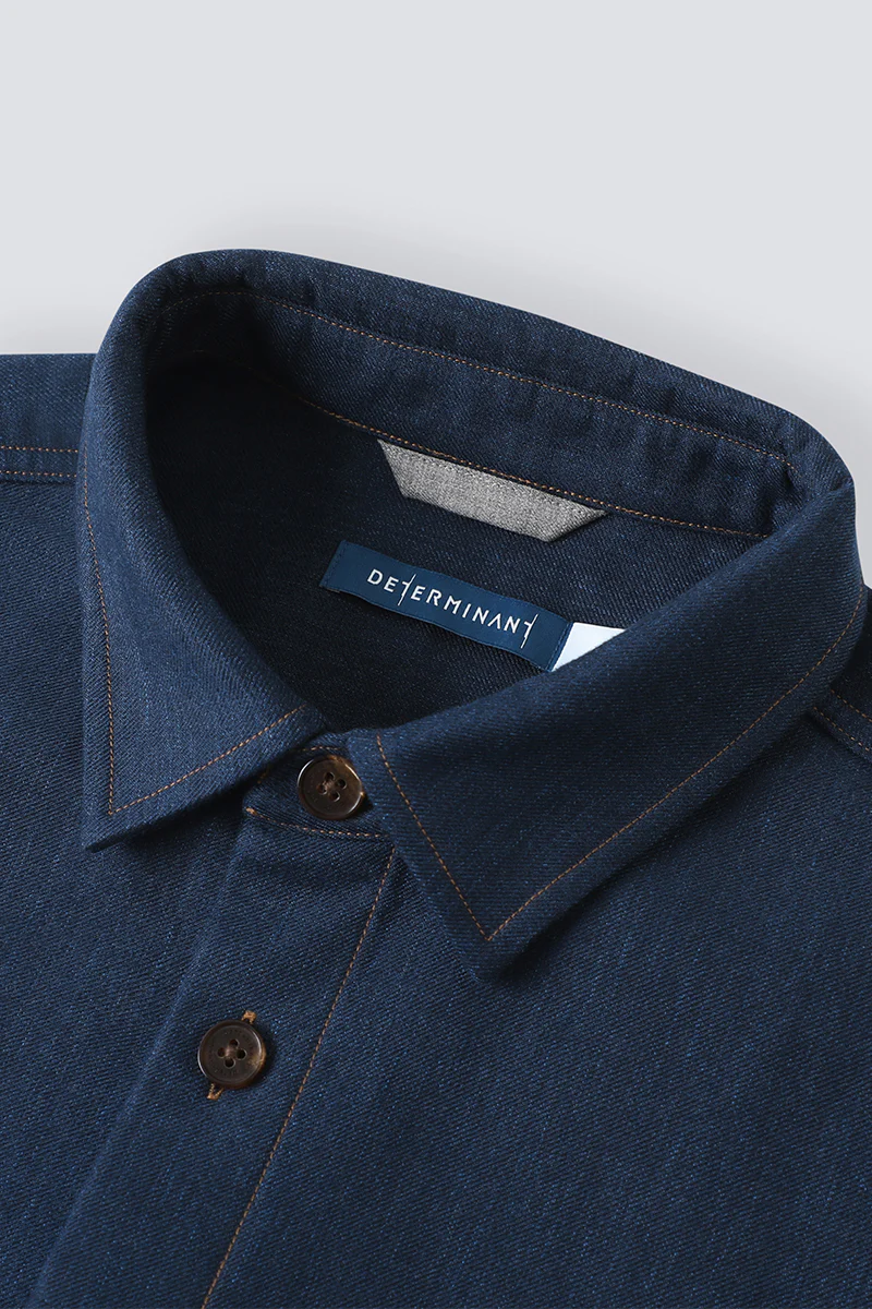 Brushed Contrast Stitch Shirt Jacket | Navy 30193N - Image 9