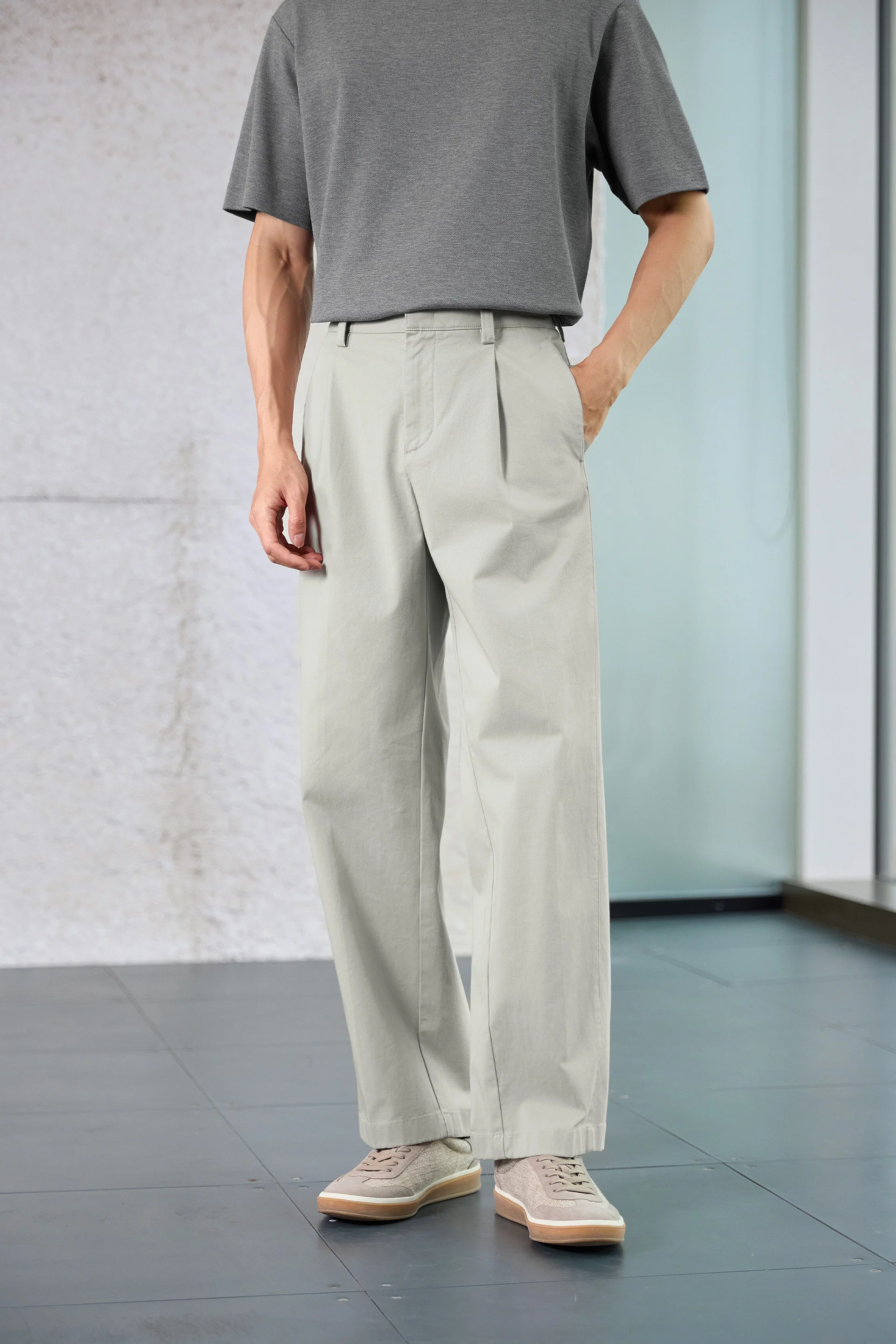 Cotton Barrel Leg Pants | Sand Khaki 24712P - Image 4