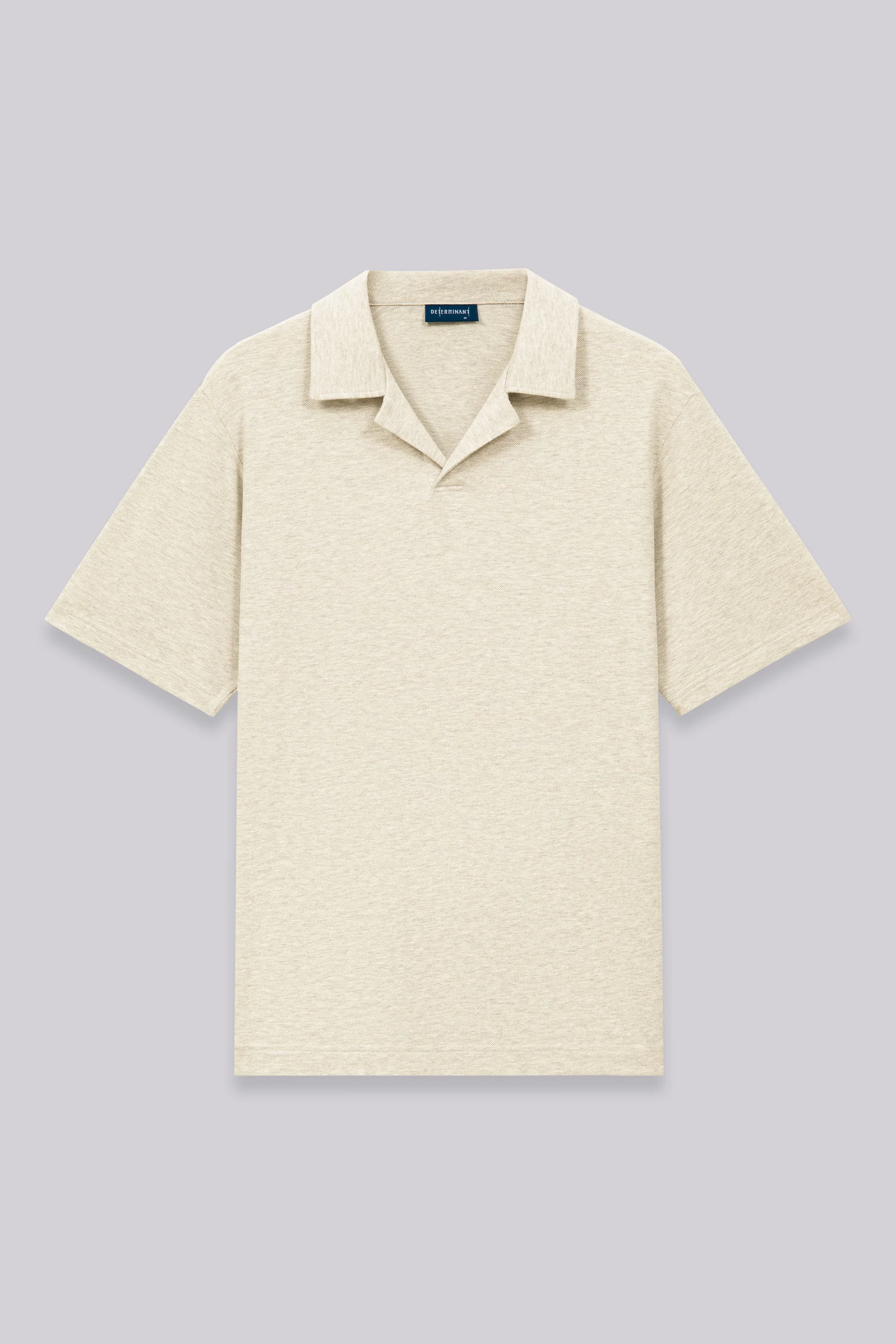 Cotton-Hemp Camp Collar Polo | Heather Light Khaki EQ4025 - Image 4