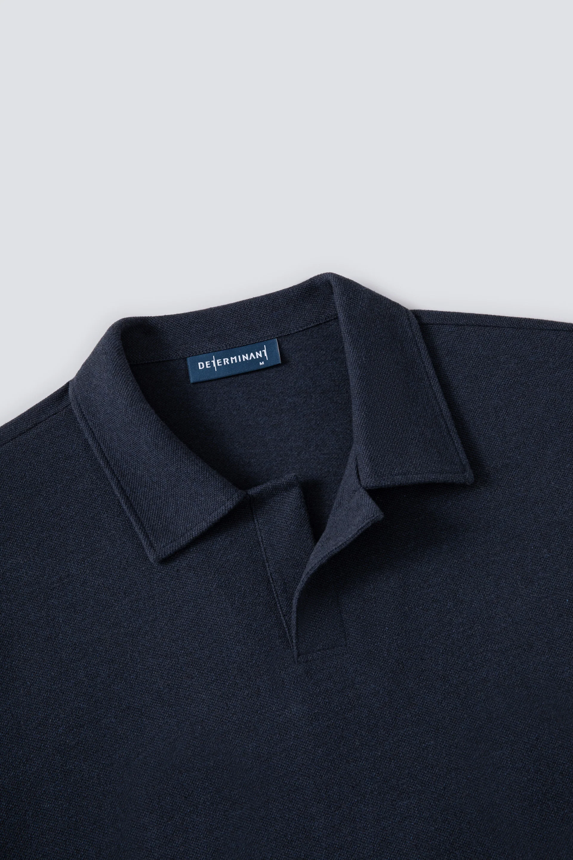 Cotton-Hemp Camp Collar Polo | Navy EB1244 - Image 2