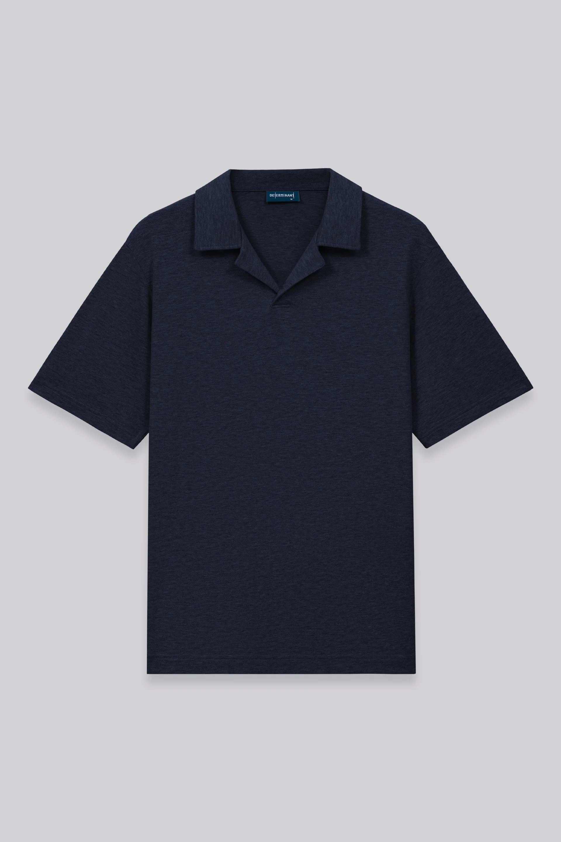 Cotton-Hemp Camp Collar Polo | Navy EB1244 - Image 4
