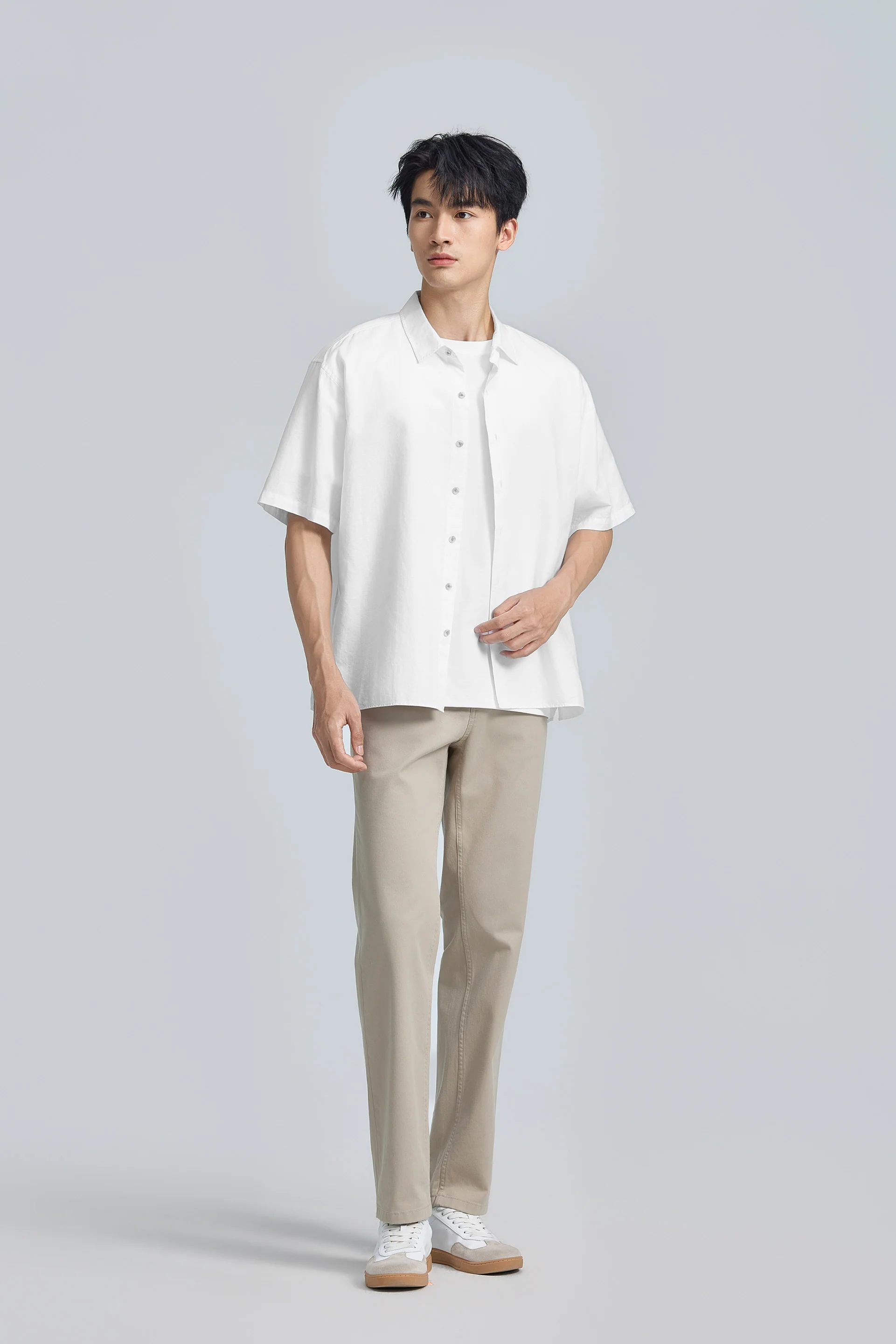 Cotton-Linen Short Sleeve Casual Shirt | White WH001Z - Image 4