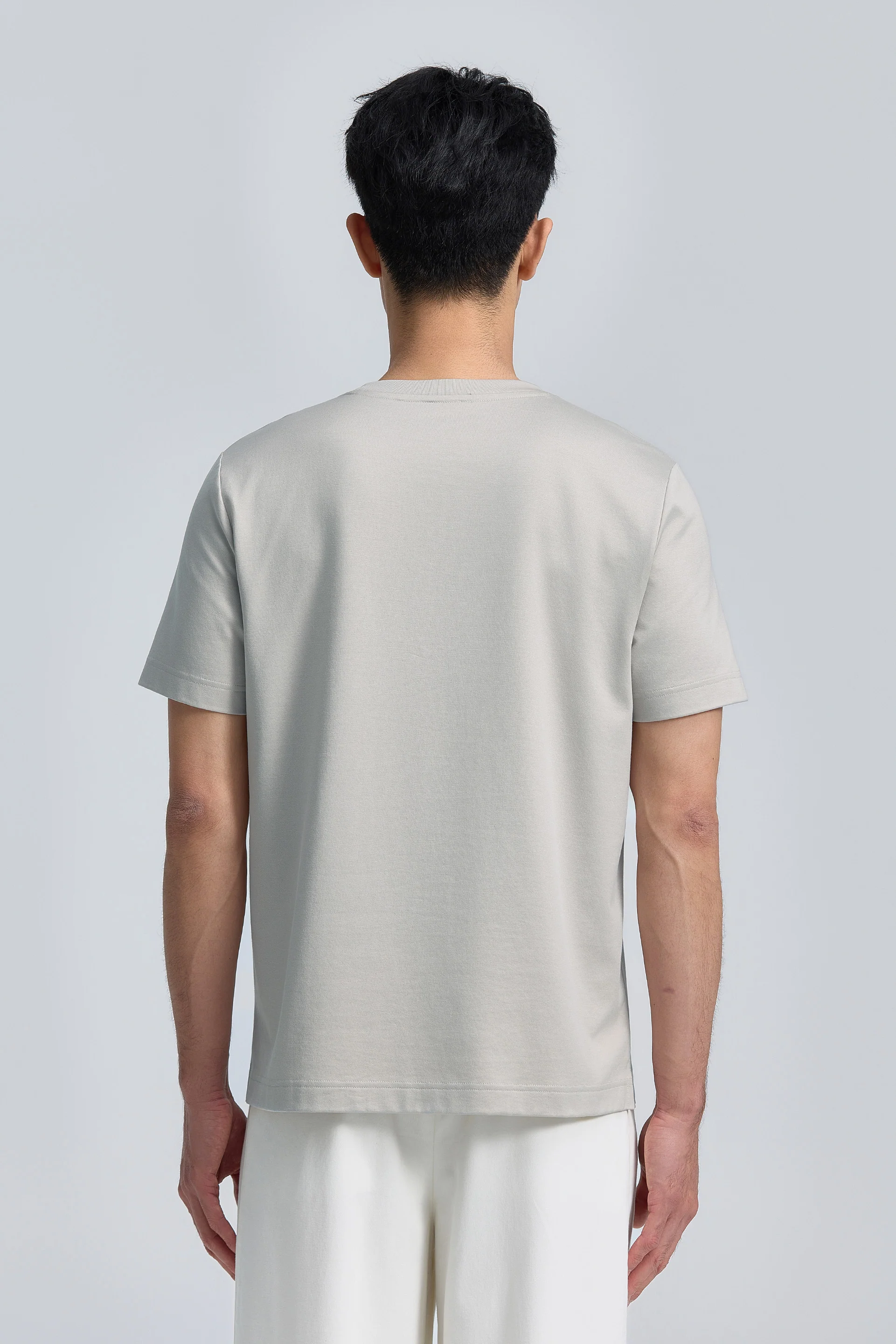 Cotton-Silk Crew Neck Slim Fit T-Shirt | Silver Grey PT1400 - Image 3