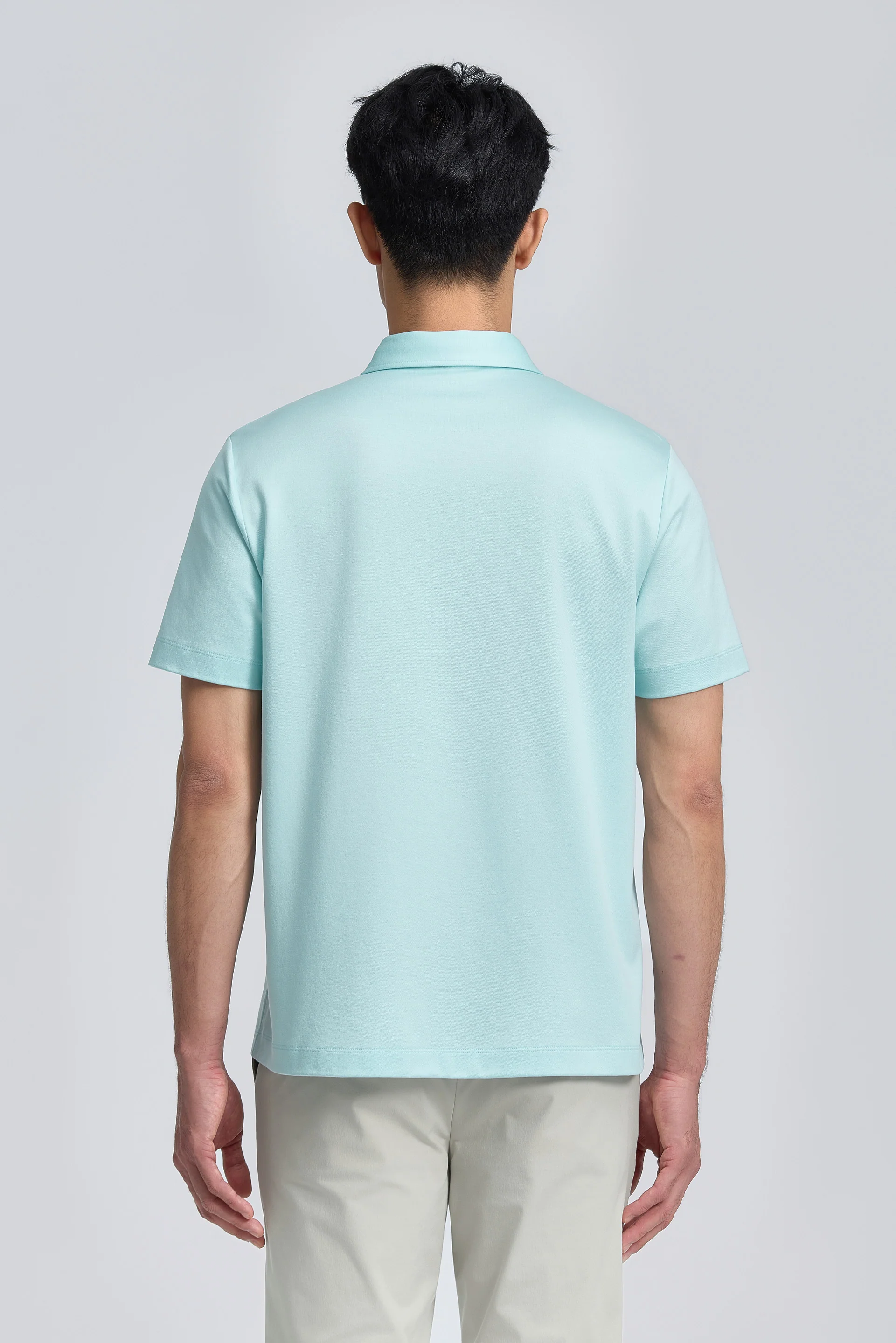 Cotton-Silk Jacquard Polo | Iced Aqua PT5410 - Image 4