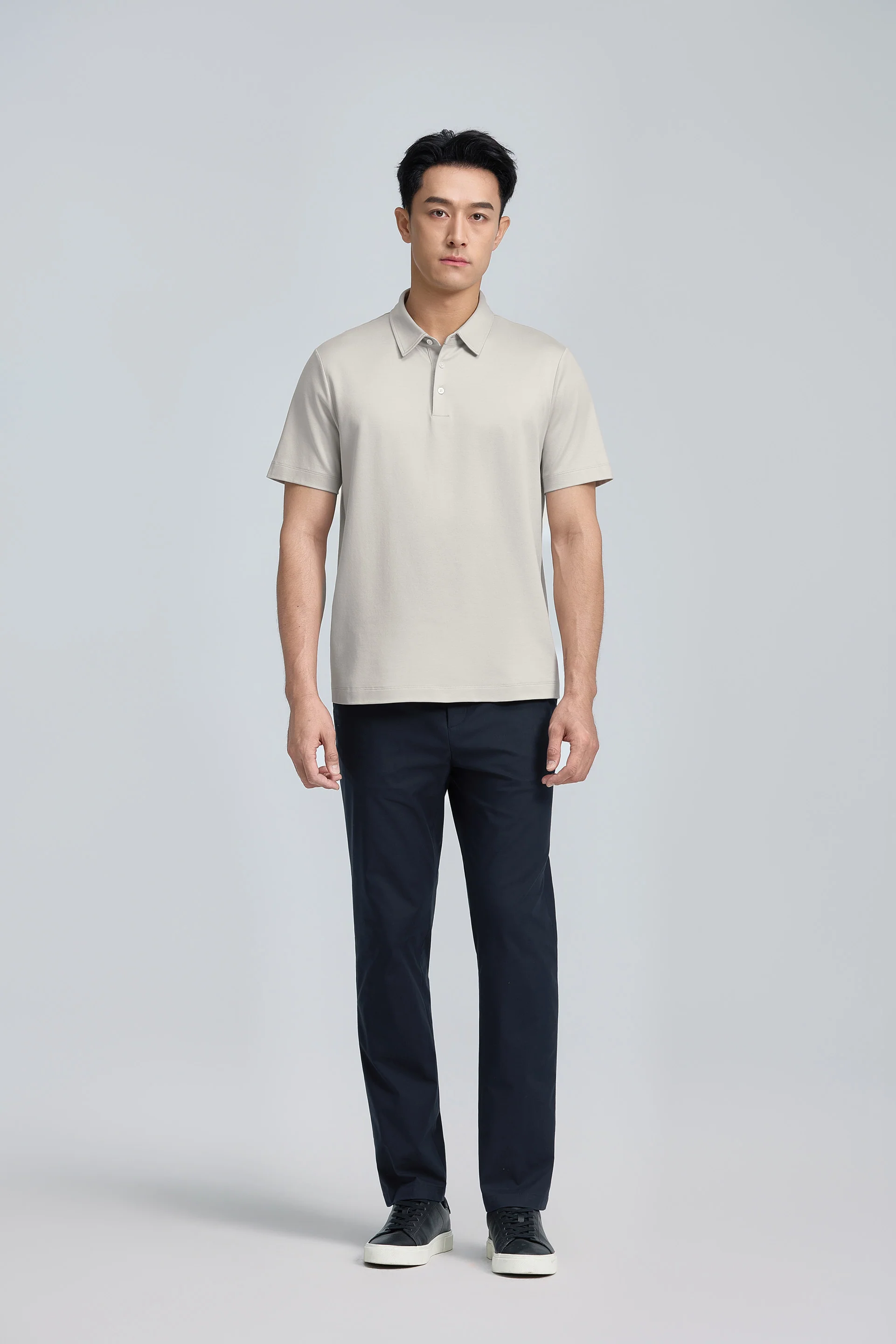 Cotton-Silk Jacquard Polo | Silver Grey PT1400 - Image 4