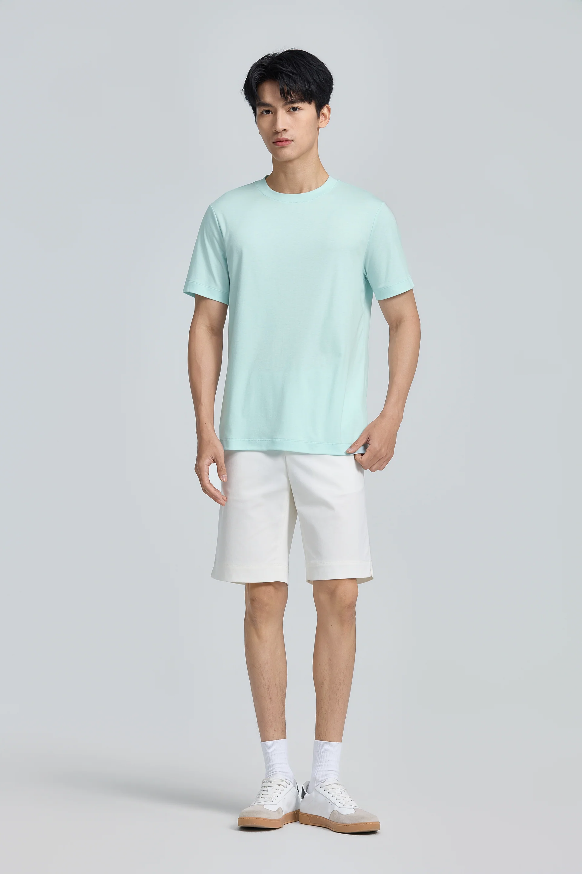 Cotton-Wool Crew Neck Slim Fit T-Shirt | Seafoam Green PT4610 - Image 8