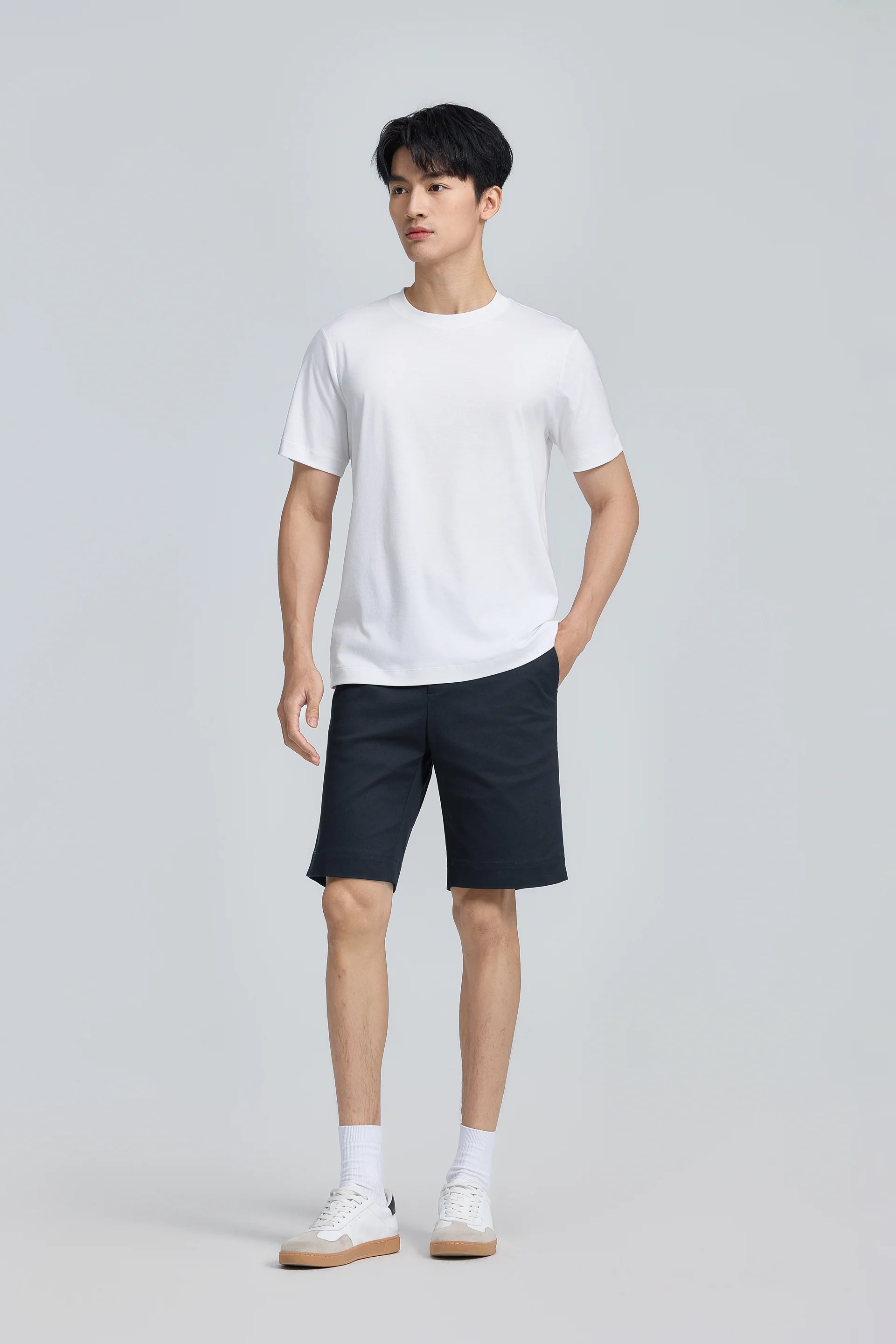 Cotton-Wool Crew Neck Slim Fit T-Shirt | White WH001Z - Image 3