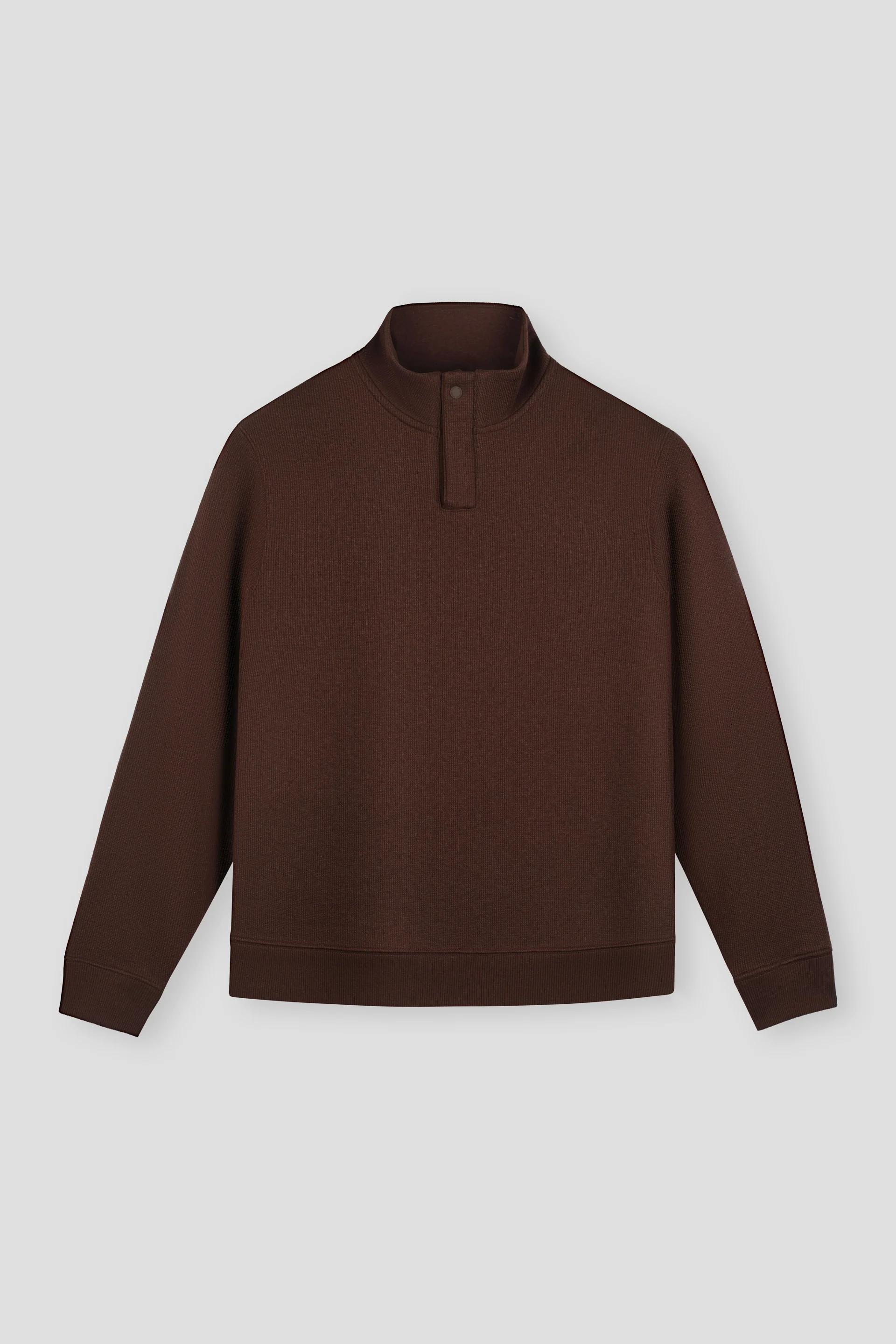 Cotton-Yak Quarter-Zip Ribbed Jacquard Sweater | Deep Brown VE3771 - Image 2