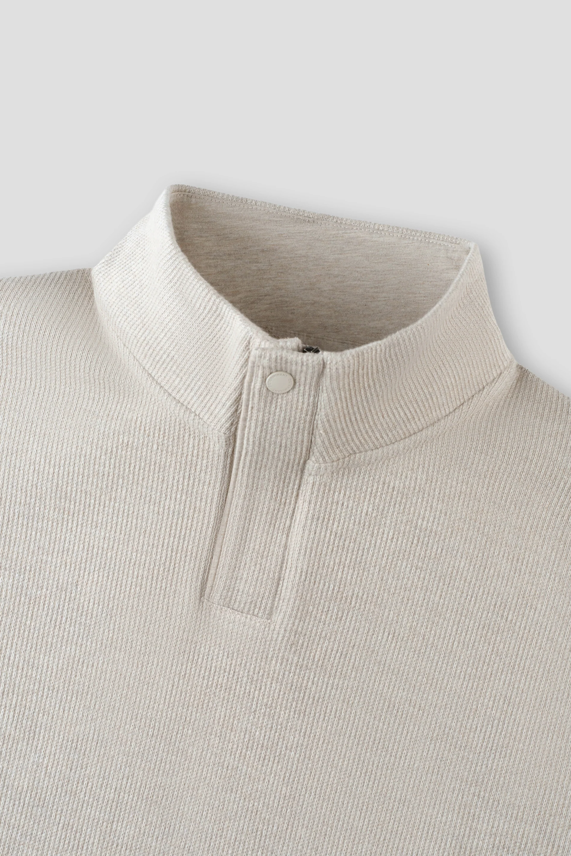 Cotton-Yak Quarter-Zip Ribbed Jacquard Sweater | Light Khaki E4Y189 - Image 3