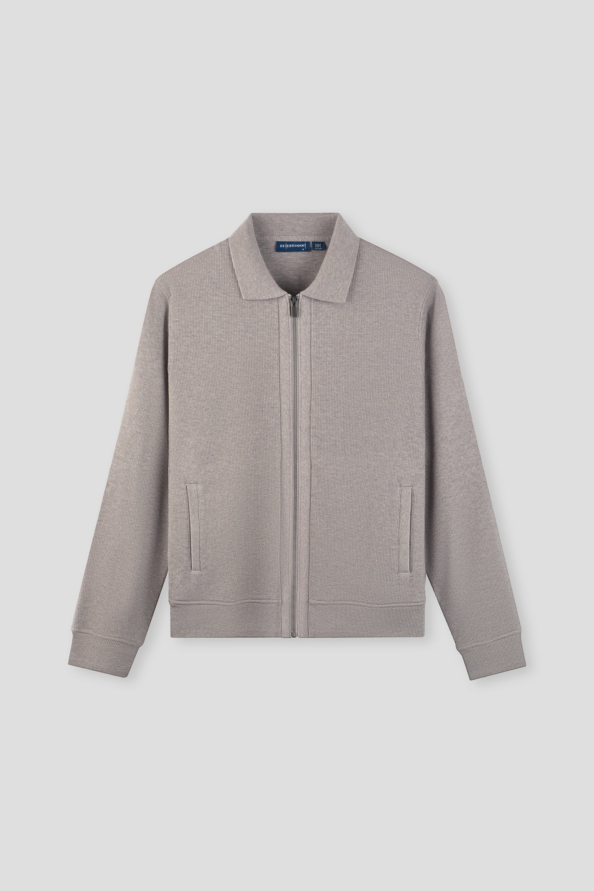 Cotton-Yak Ribbed Jacquard Full-Zip Jacket | Grey VE3874 - Image 2