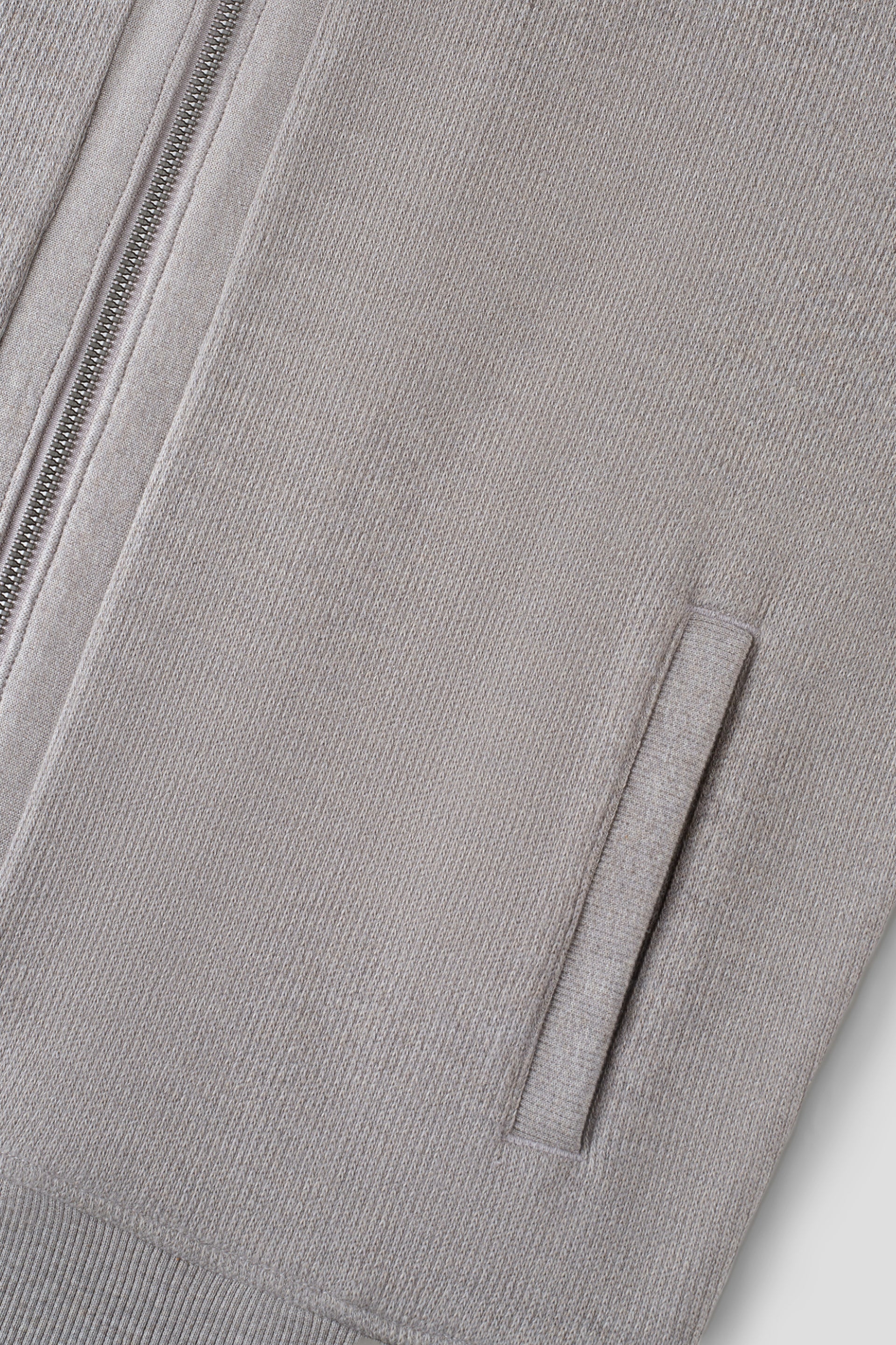 Cotton-Yak Ribbed Jacquard Full-Zip Jacket | Grey VE3874 - Image 5