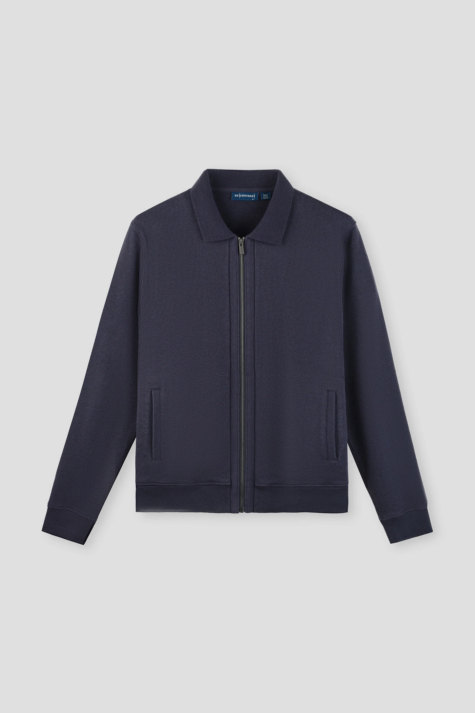Cotton-Yak Ribbed Jacquard Full-Zip Jacket | Navy EB1244 - Image 2