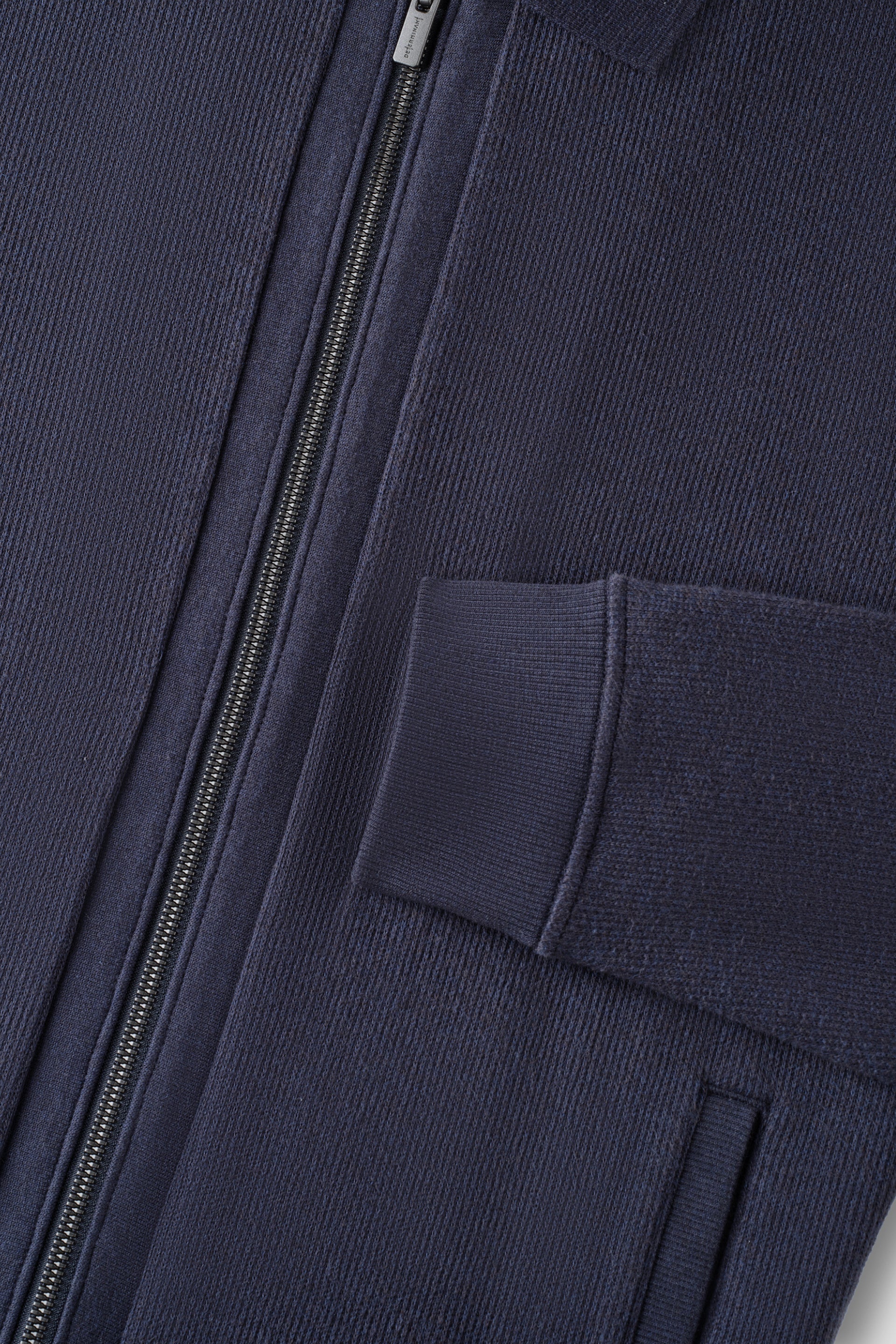 Cotton-Yak Ribbed Jacquard Full-Zip Jacket | Navy EB1244 - Image 4