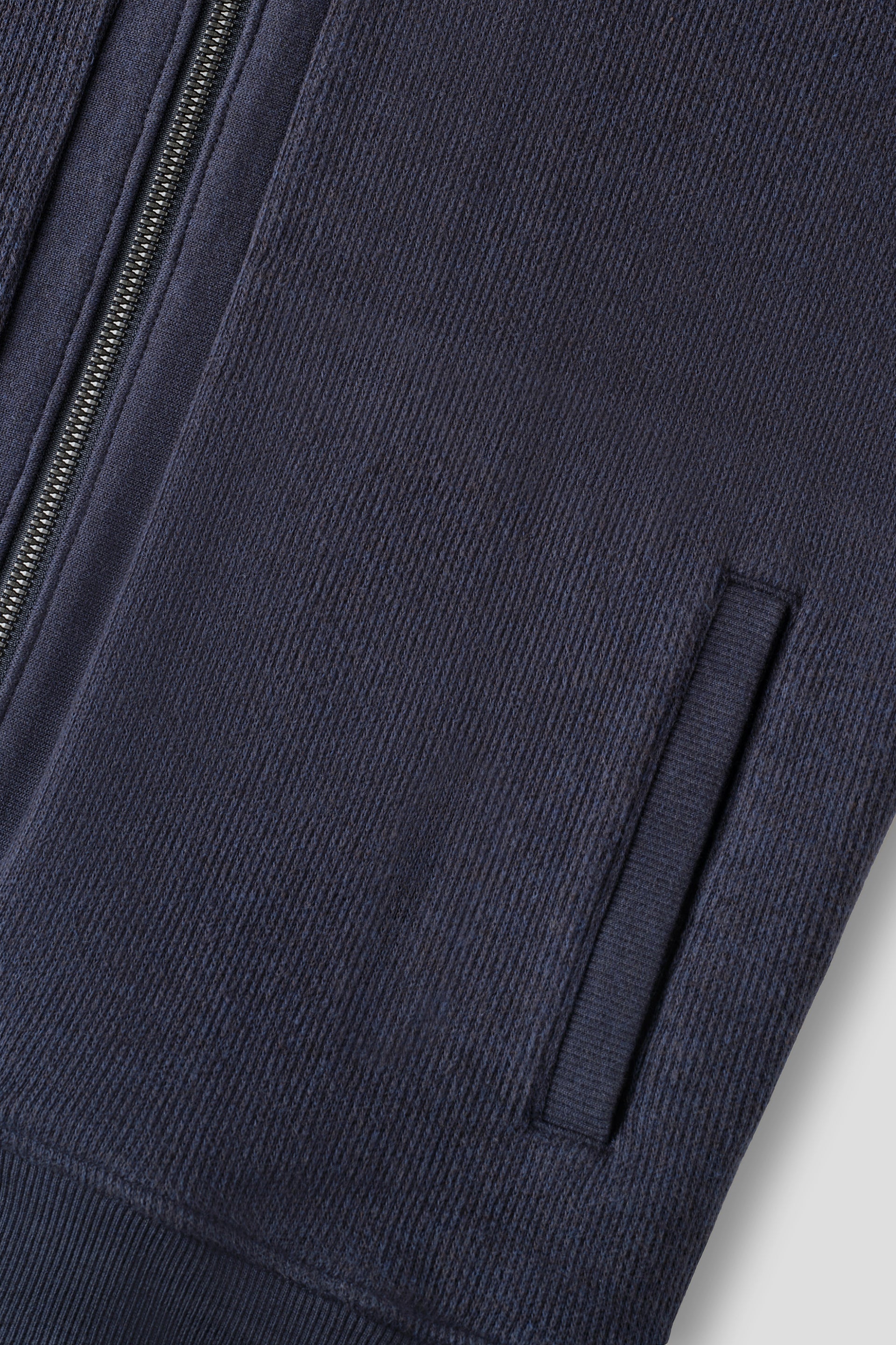 Cotton-Yak Ribbed Jacquard Full-Zip Jacket | Navy EB1244 - Image 5