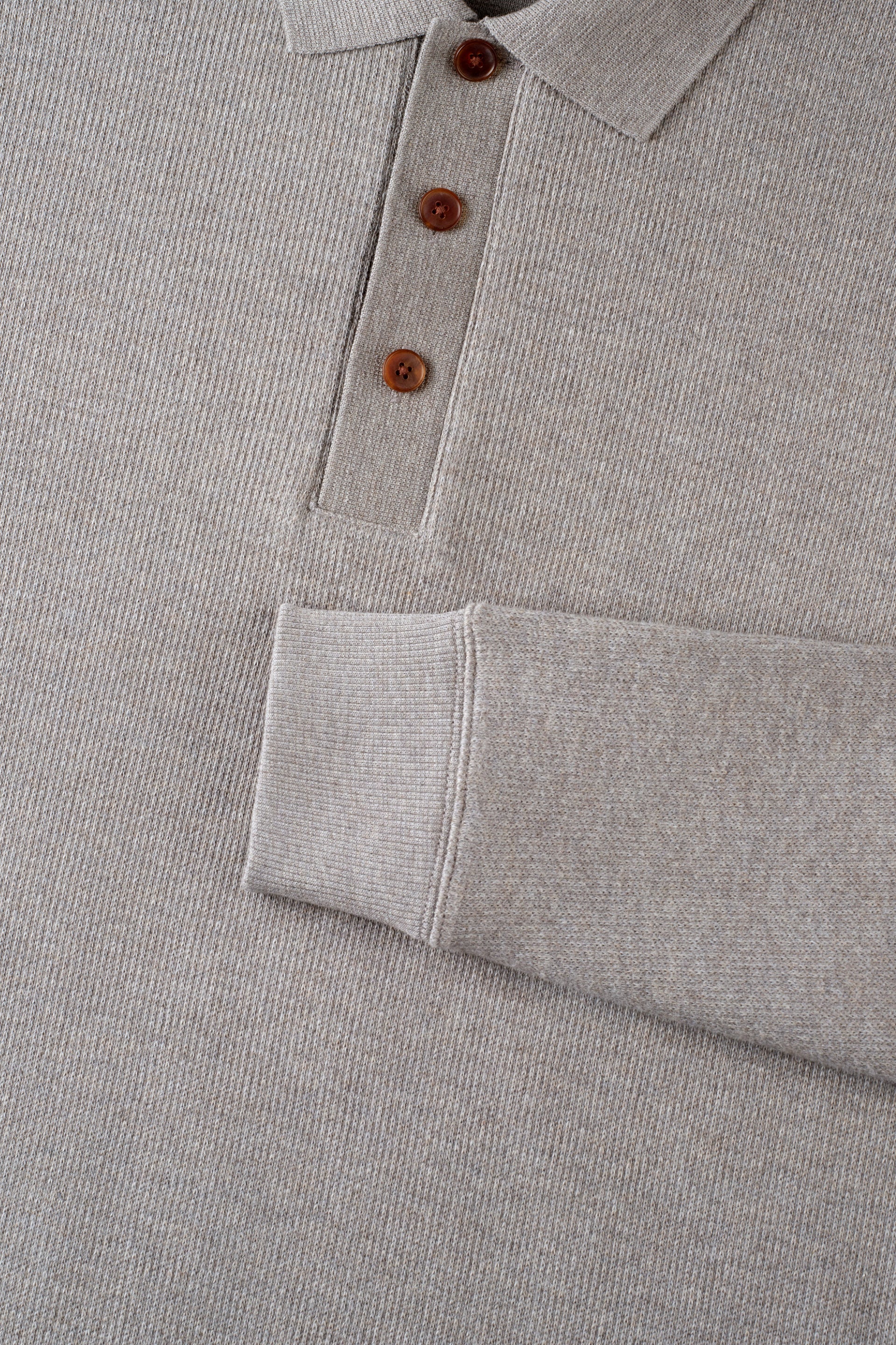 Cotton-Yak Ribbed Jacquard Polo Sweater | Grey VE3874 - Image 4