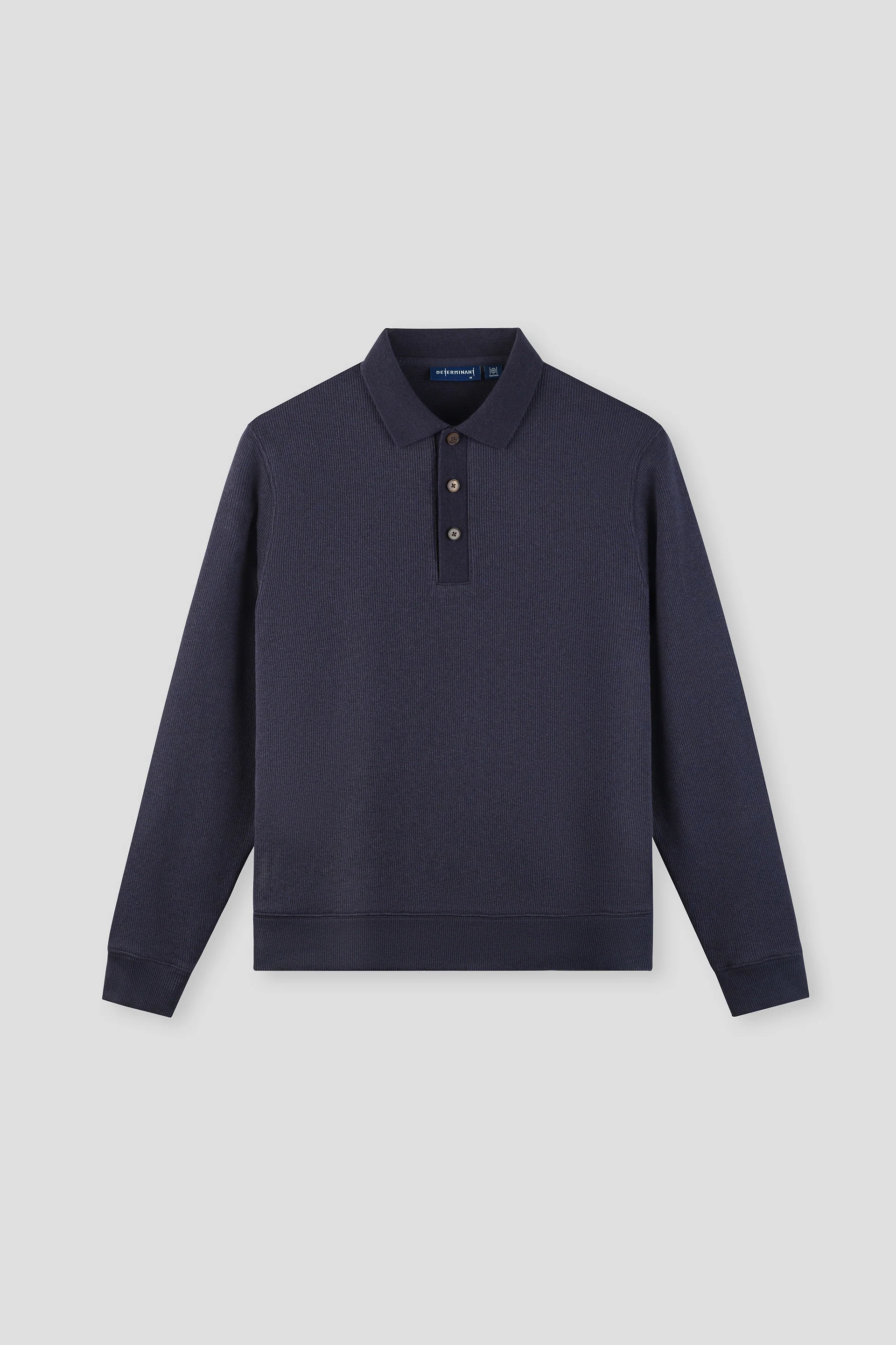 Cotton-Yak Ribbed Jacquard Polo Sweater | Navy EB1244 - Image 2