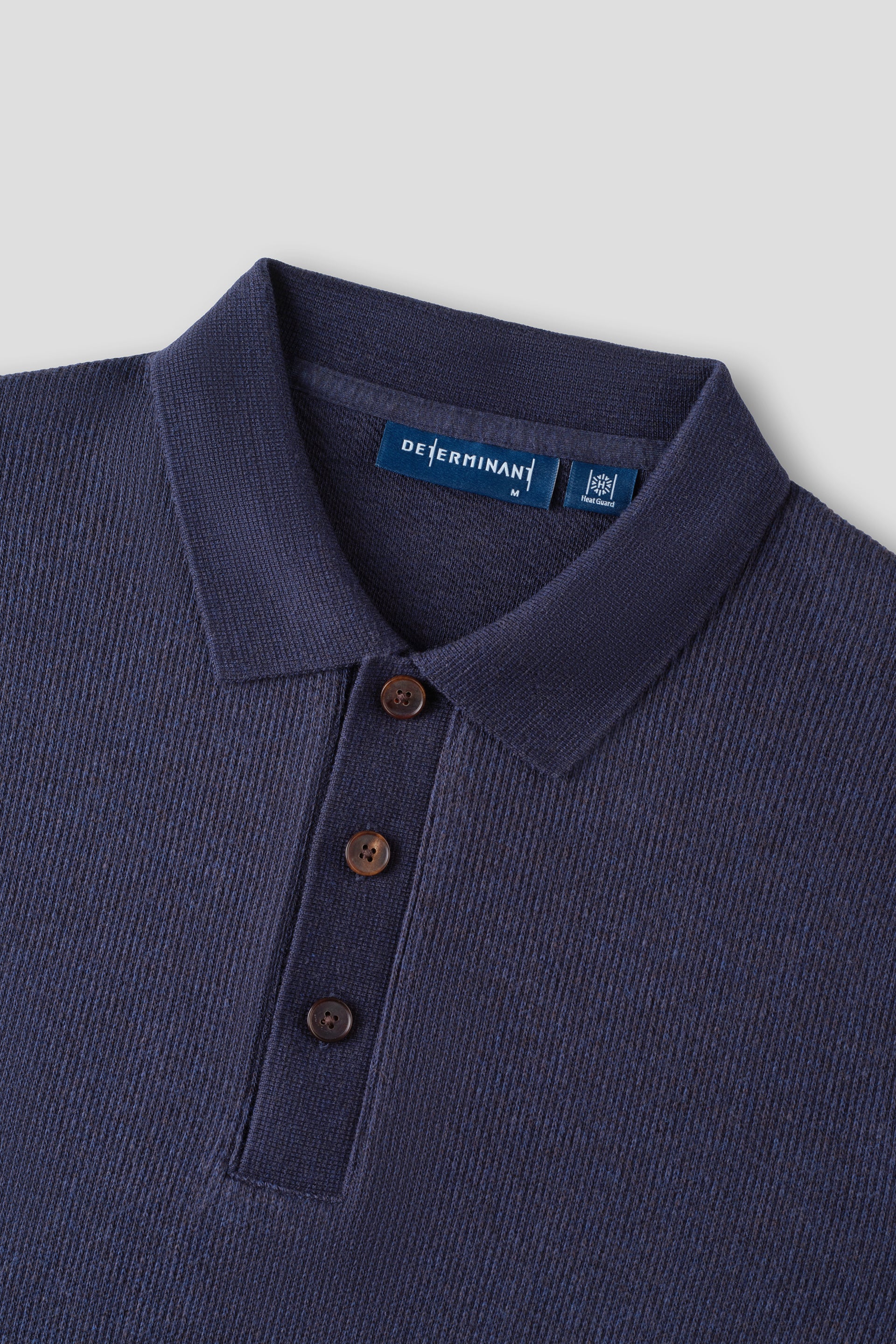 Cotton-Yak Ribbed Jacquard Polo Sweater | Navy EB1244 - Image 3