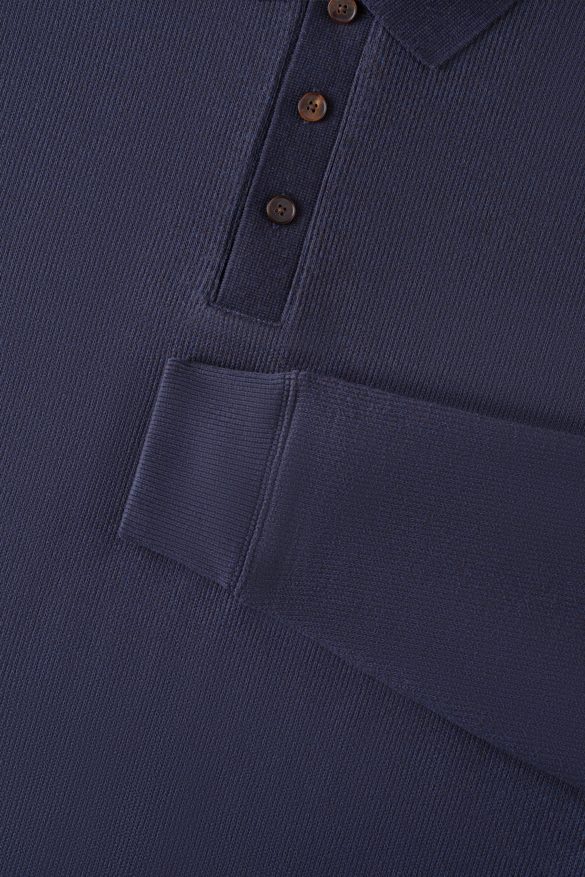 Cotton-Yak Ribbed Jacquard Polo Sweater | Navy EB1244 - Image 4