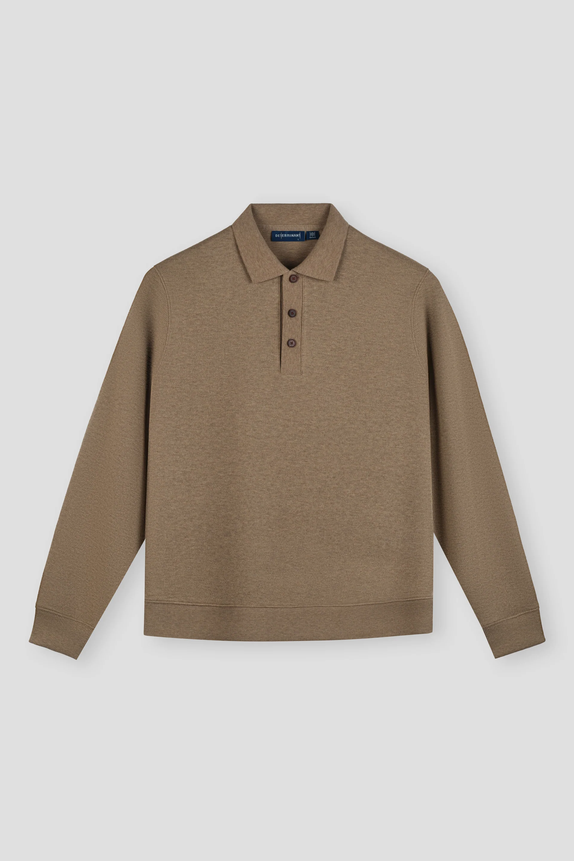 Cotton-Yak Ribbed Jacquard Polo Sweater | Taupe Khaki VE3083 - Image 2