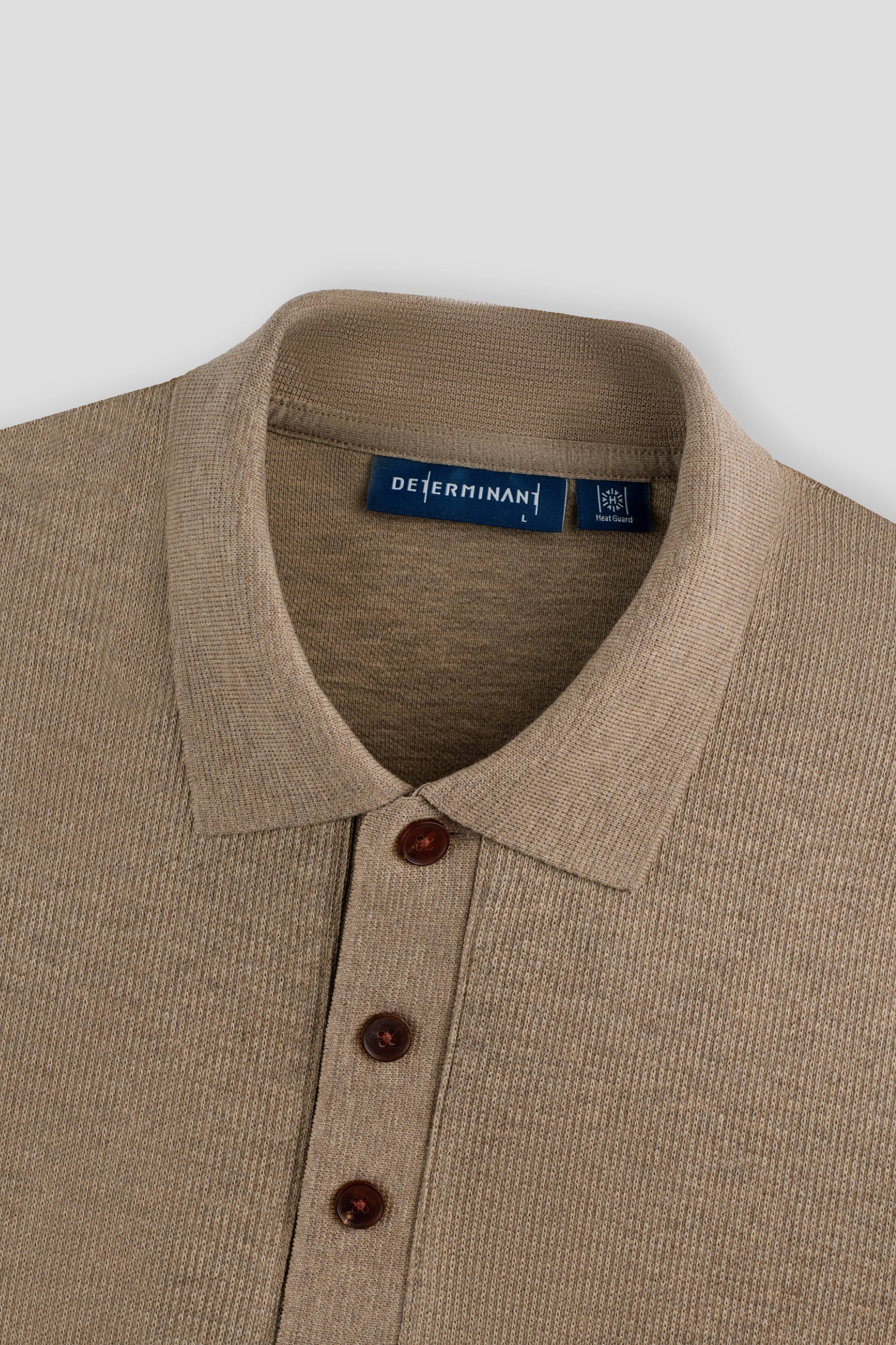 Cotton-Yak Ribbed Jacquard Polo Sweater | Taupe Khaki VE3083 - Image 3