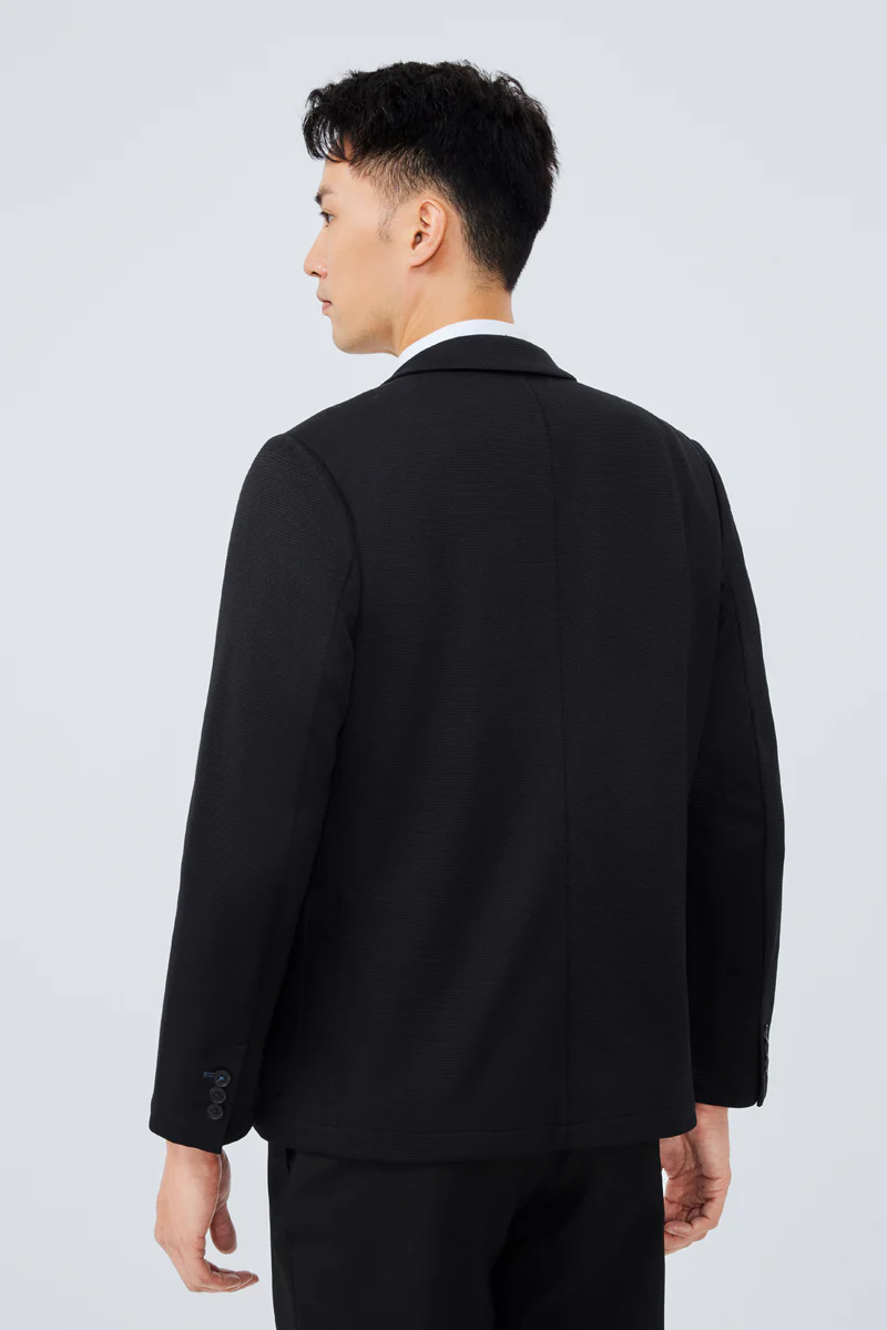 CottonSTRETCH Knit Smart Blazer | Black BKFD01 - Image 3