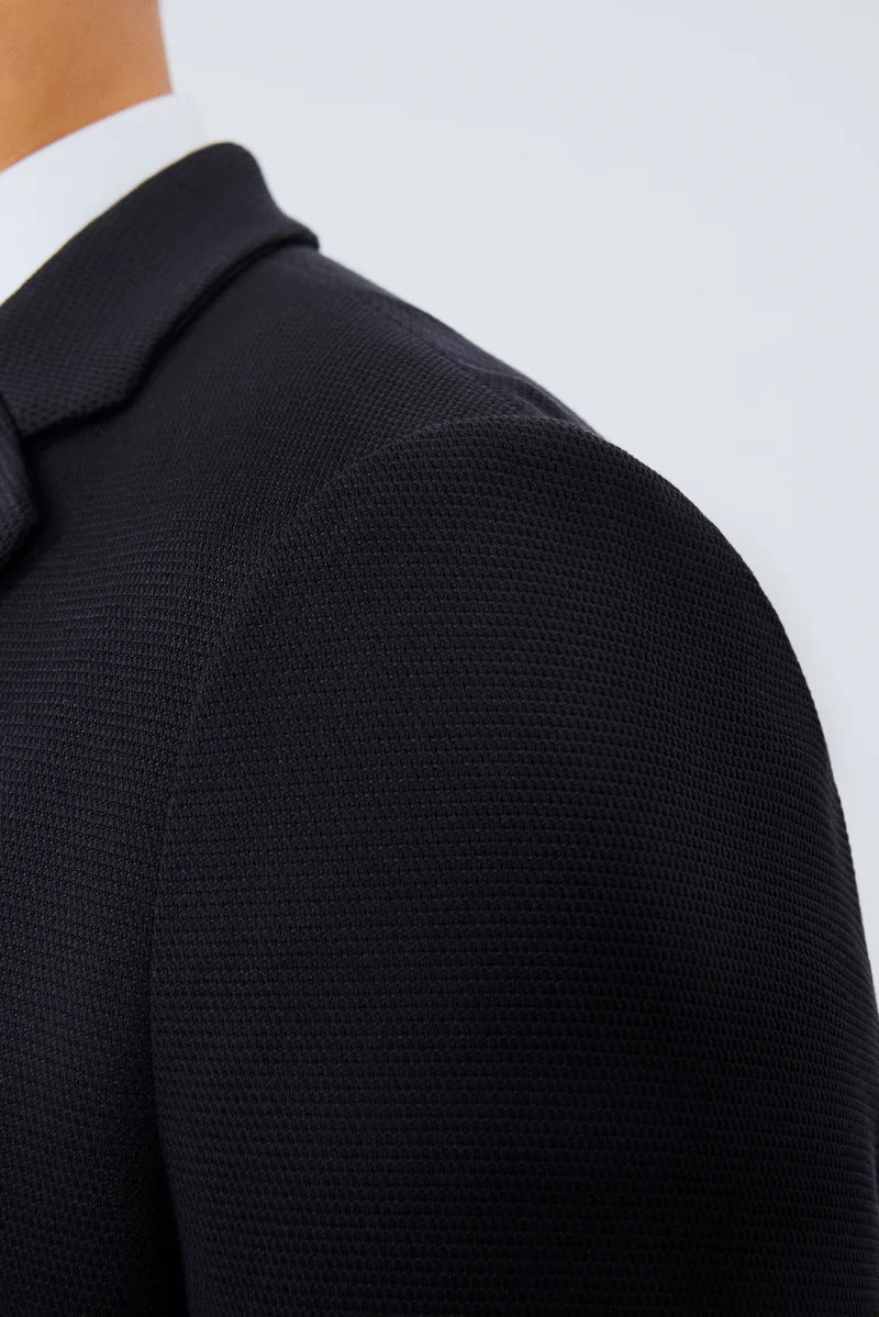 CottonSTRETCH Knit Smart Blazer | Black BKFD01 - Image 4