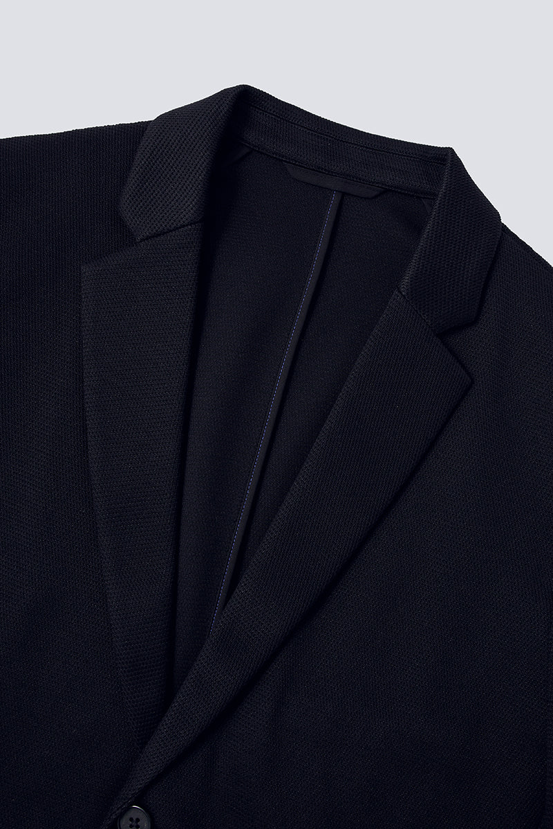 CottonSTRETCH Knit Smart Blazer | Black BKFD01 - Image 6