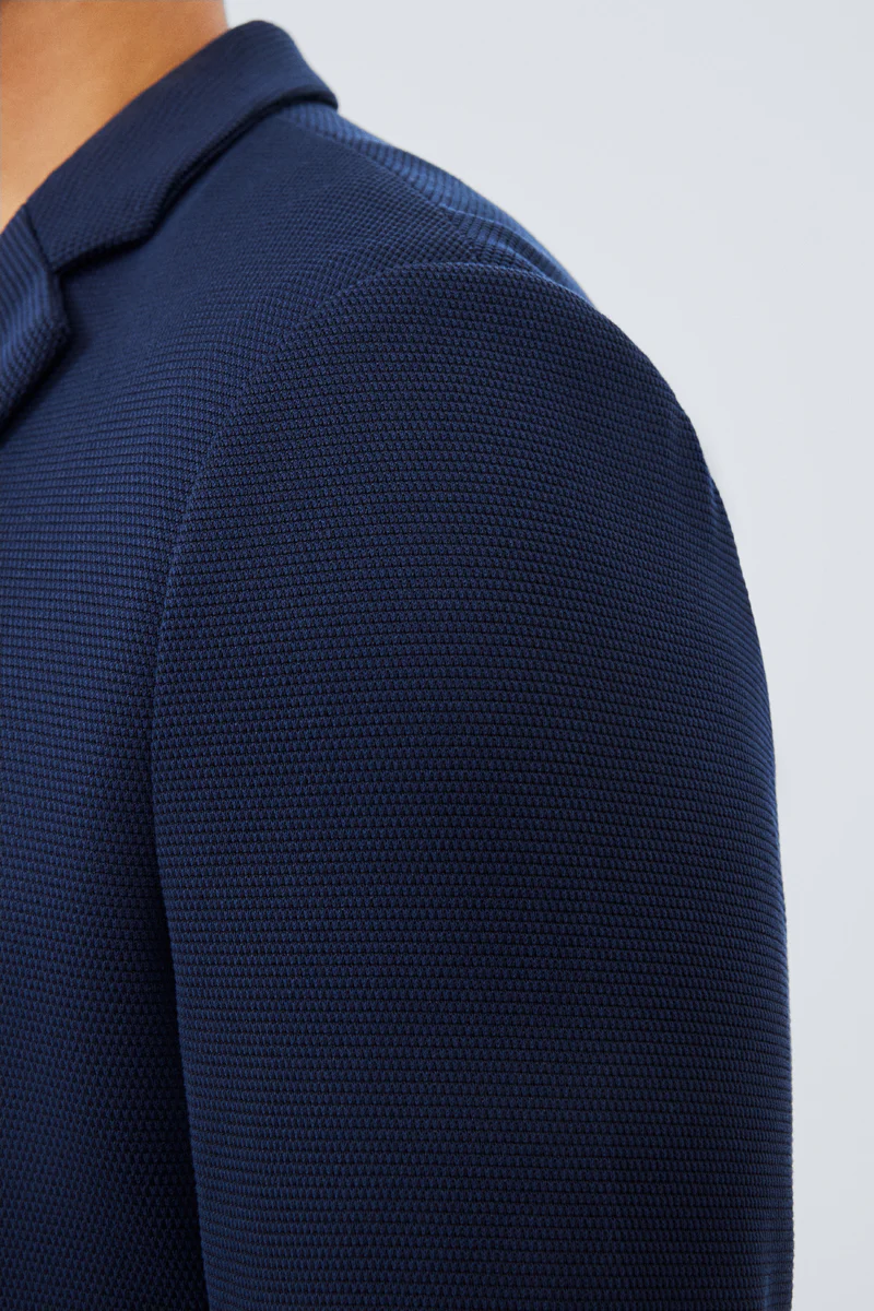 CottonSTRETCH Knit Smart Blazer | Navy NNY096 - Image 4