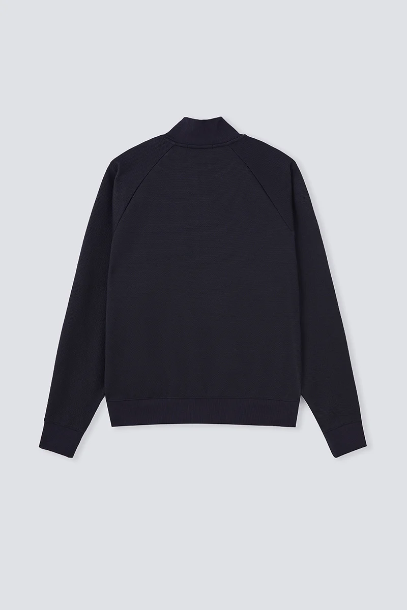 CottonSTRETCH Stand Collar Knit Jacket | Black BKFD01 - Image 11