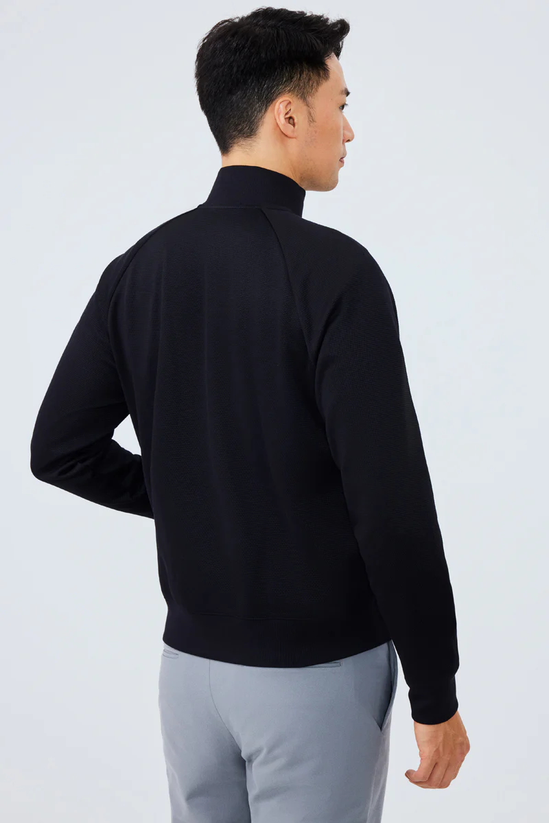 CottonSTRETCH Stand Collar Knit Jacket | Black BKFD01 - Image 4