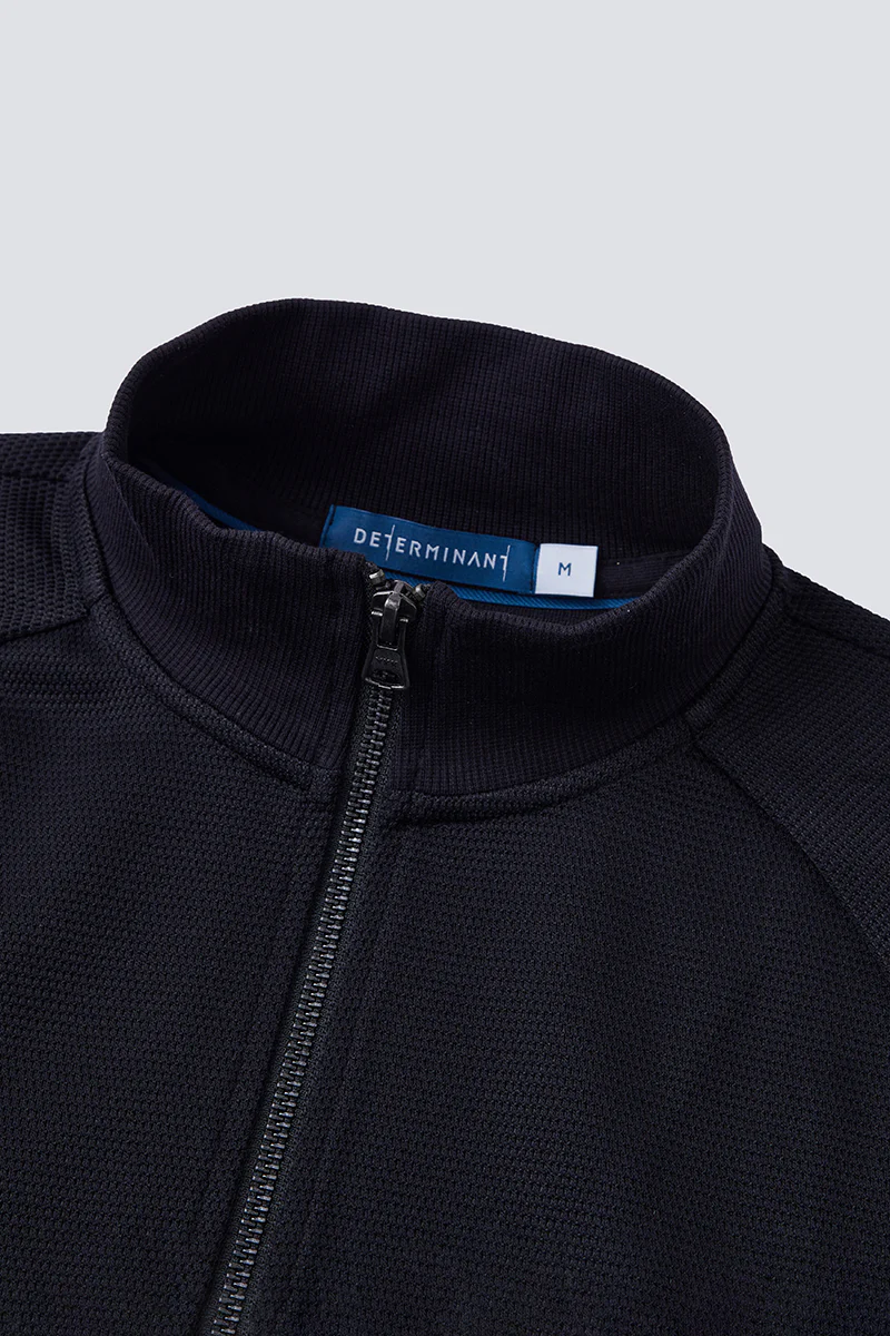 CottonSTRETCH Stand Collar Knit Jacket | Black BKFD01 - Image 6