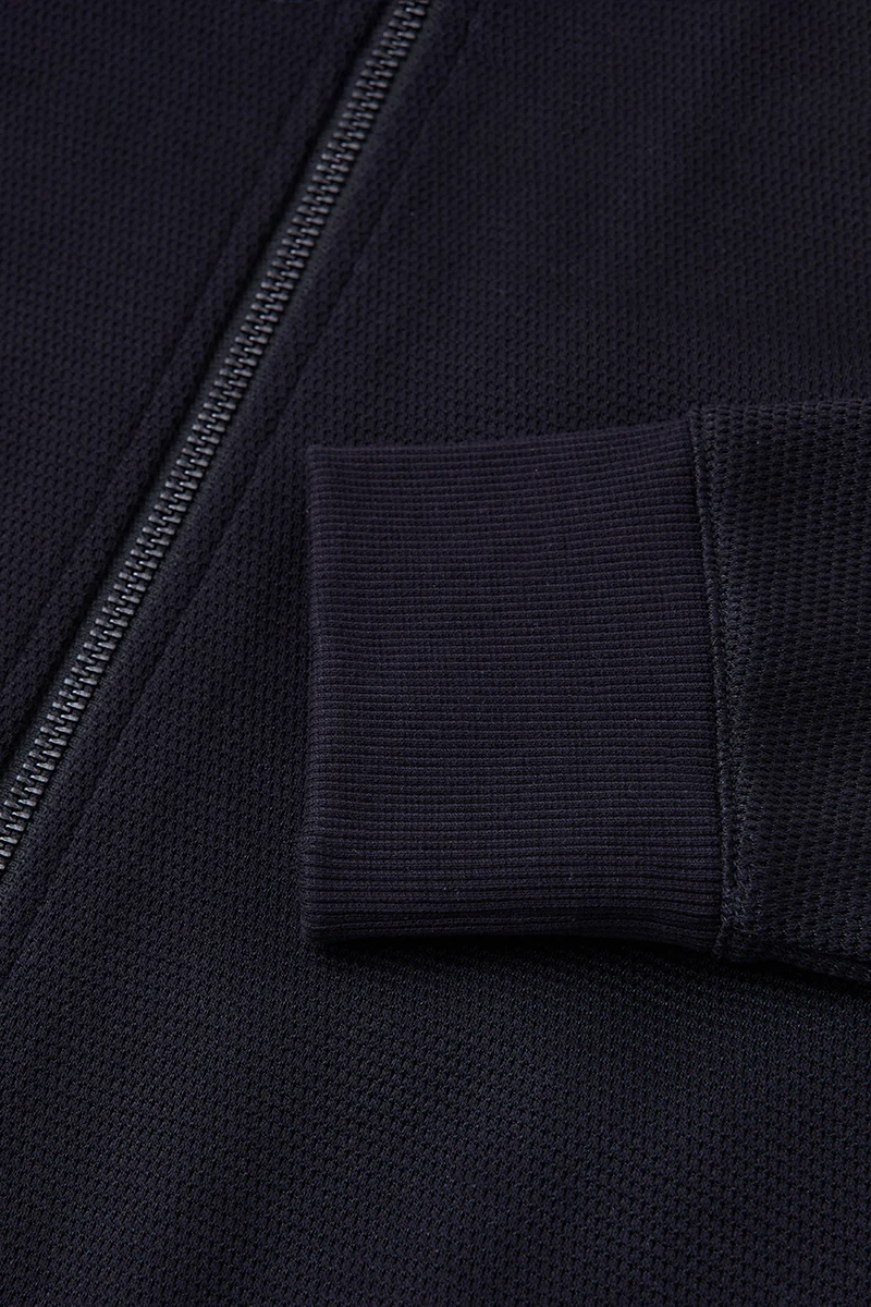 CottonSTRETCH Stand Collar Knit Jacket | Black BKFD01 - Image 7