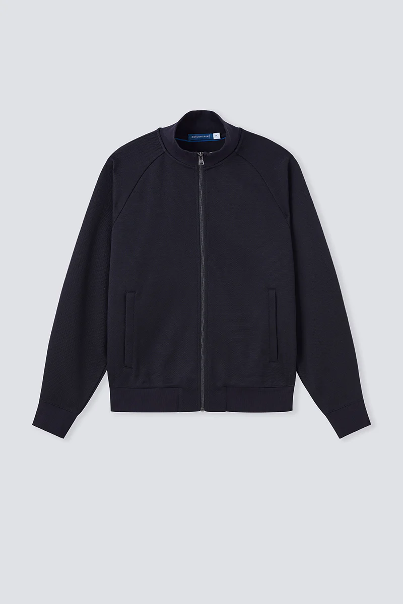 CottonSTRETCH Stand Collar Knit Jacket | Black BKFD01 - Image 8