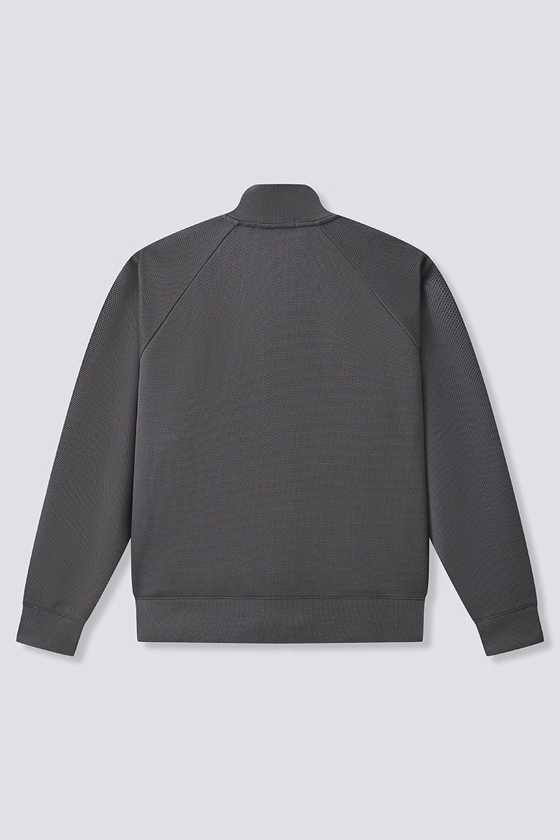 CottonSTRETCH Stand Collar Knit Jacket | Dark Grey GYE161 - Image 10