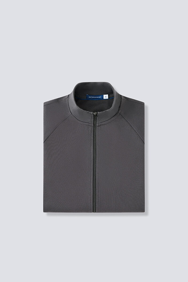 CottonSTRETCH Stand Collar Knit Jacket | Dark Grey GYE161 - Image 11