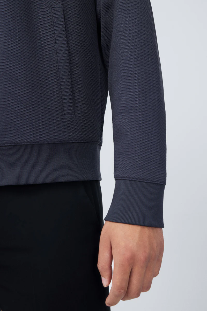 CottonSTRETCH Stand Collar Knit Jacket | Dark Grey GYE161 - Image 5