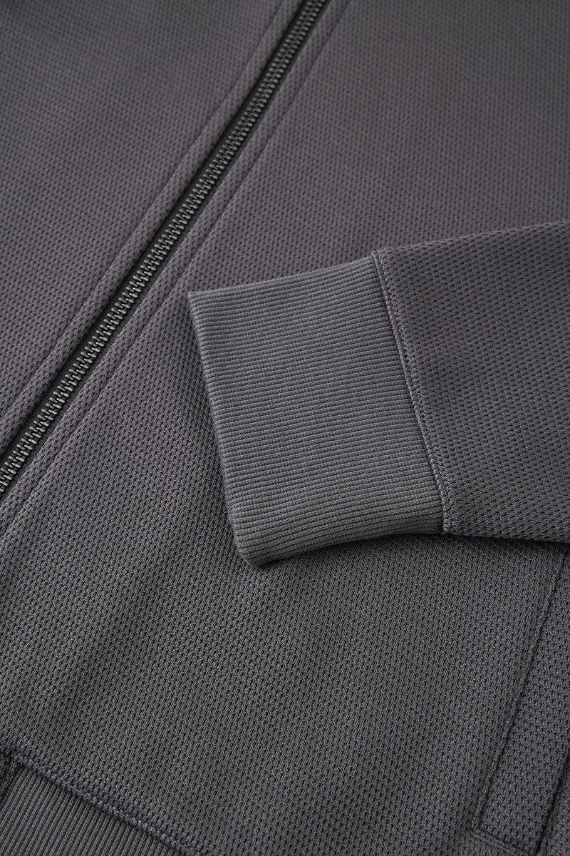 CottonSTRETCH Stand Collar Knit Jacket | Dark Grey GYE161 - Image 7