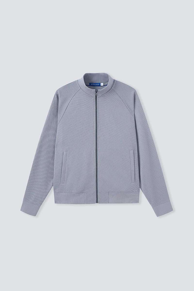CottonSTRETCH Stand Collar Knit Jacket | Grey GYE144 - Image 10