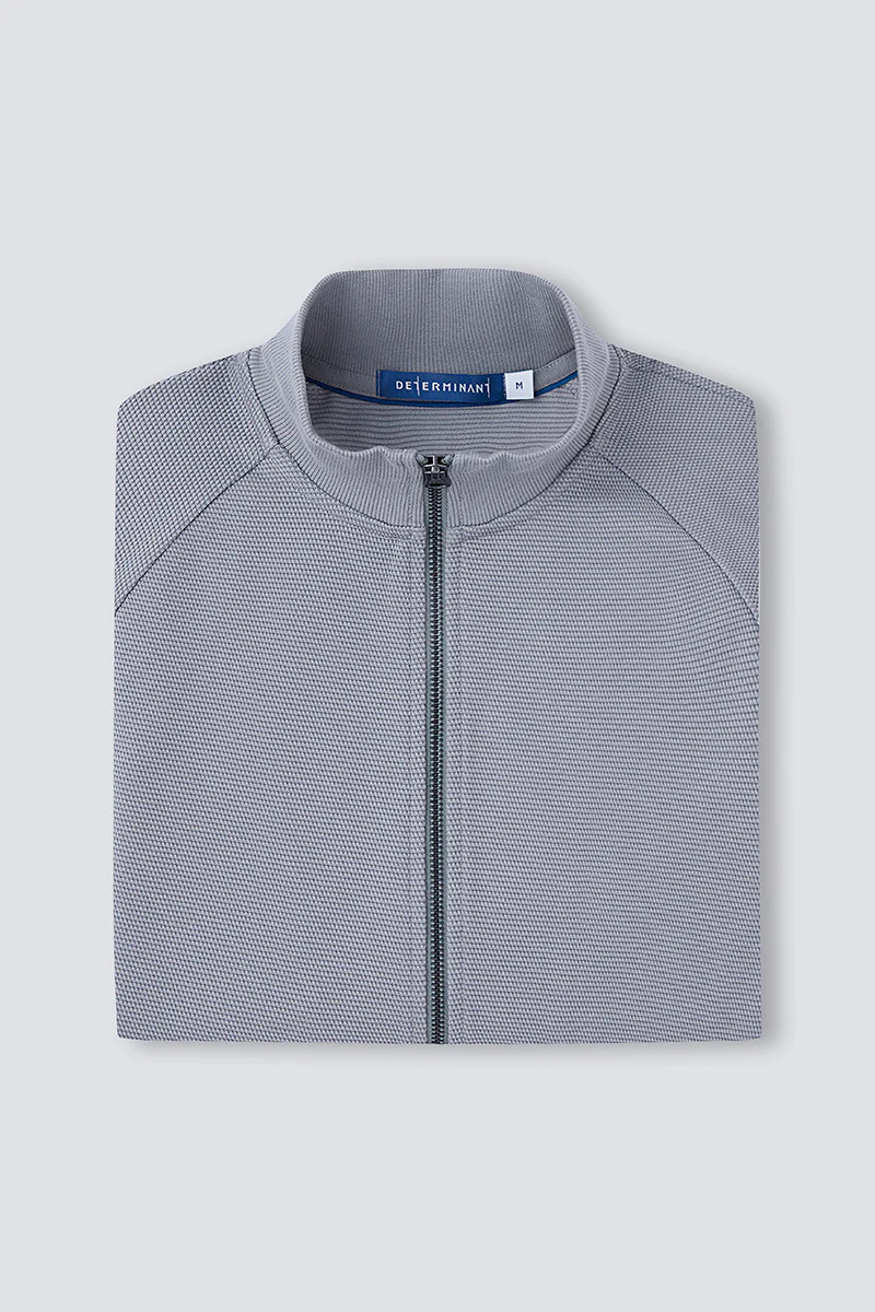 CottonSTRETCH Stand Collar Knit Jacket | Grey GYE144 - Image 12