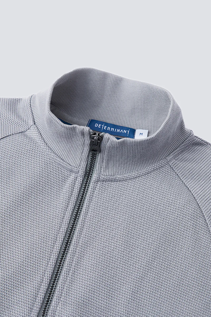 CottonSTRETCH Stand Collar Knit Jacket | Grey GYE144 - Image 6