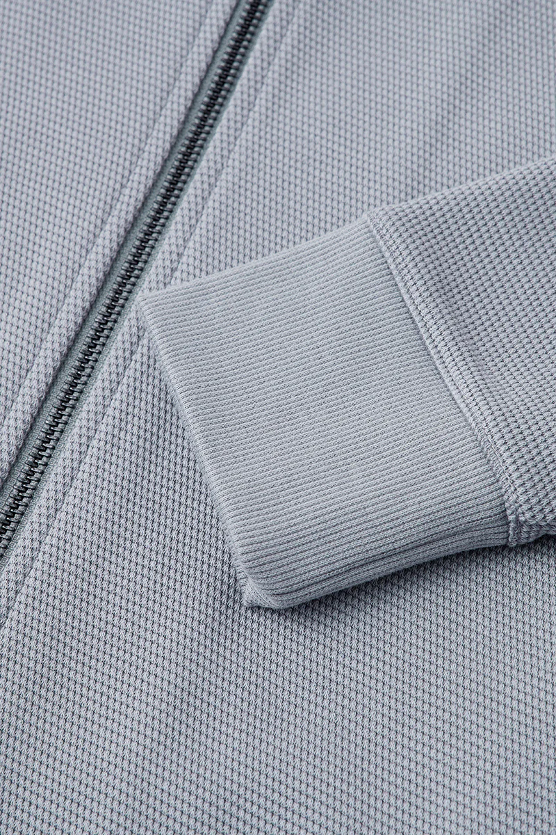 CottonSTRETCH Stand Collar Knit Jacket | Grey GYE144 - Image 7
