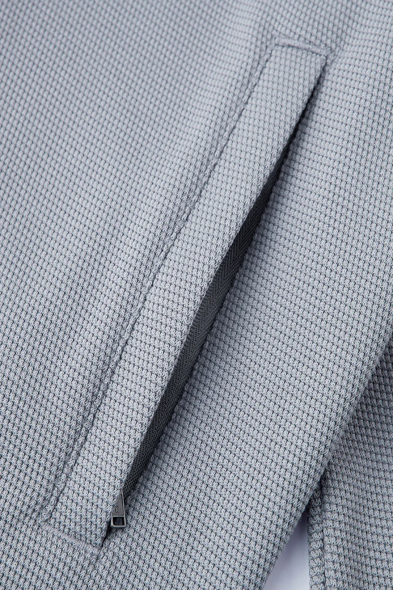 CottonSTRETCH Stand Collar Knit Jacket | Grey GYE144 - Image 8