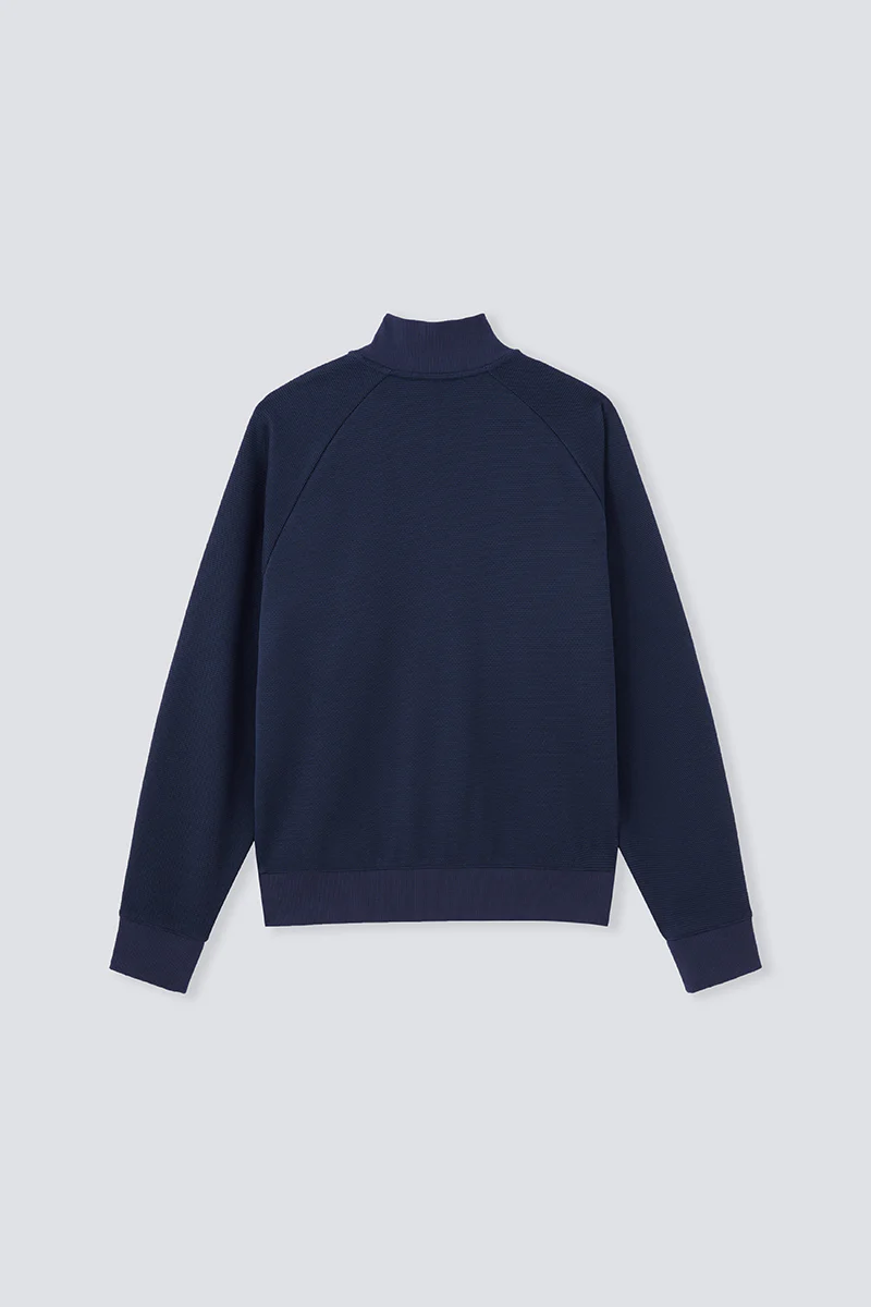 CottonSTRETCH Stand Collar Knit Jacket | Navy NNY096 - Image 10