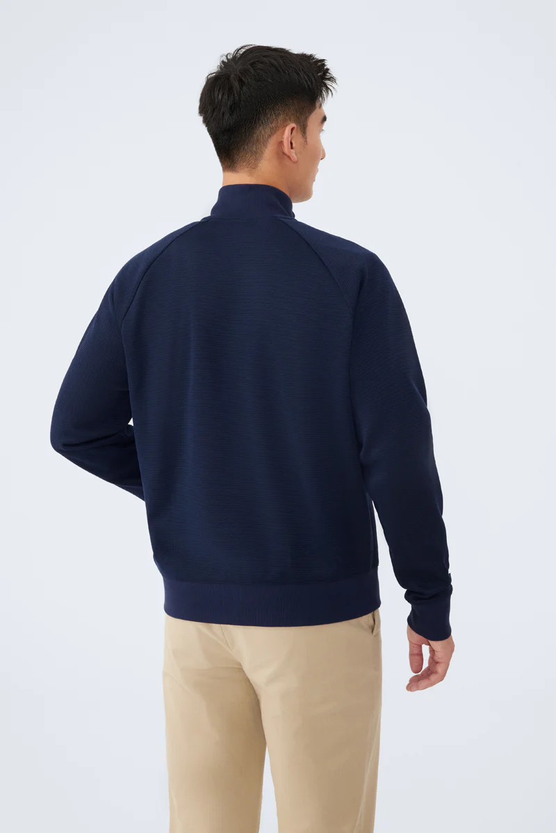 CottonSTRETCH Stand Collar Knit Jacket | Navy NNY096 - Image 4