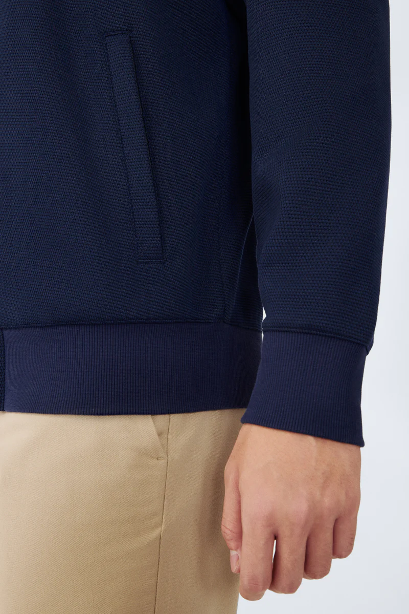 CottonSTRETCH Stand Collar Knit Jacket | Navy NNY096 - Image 5