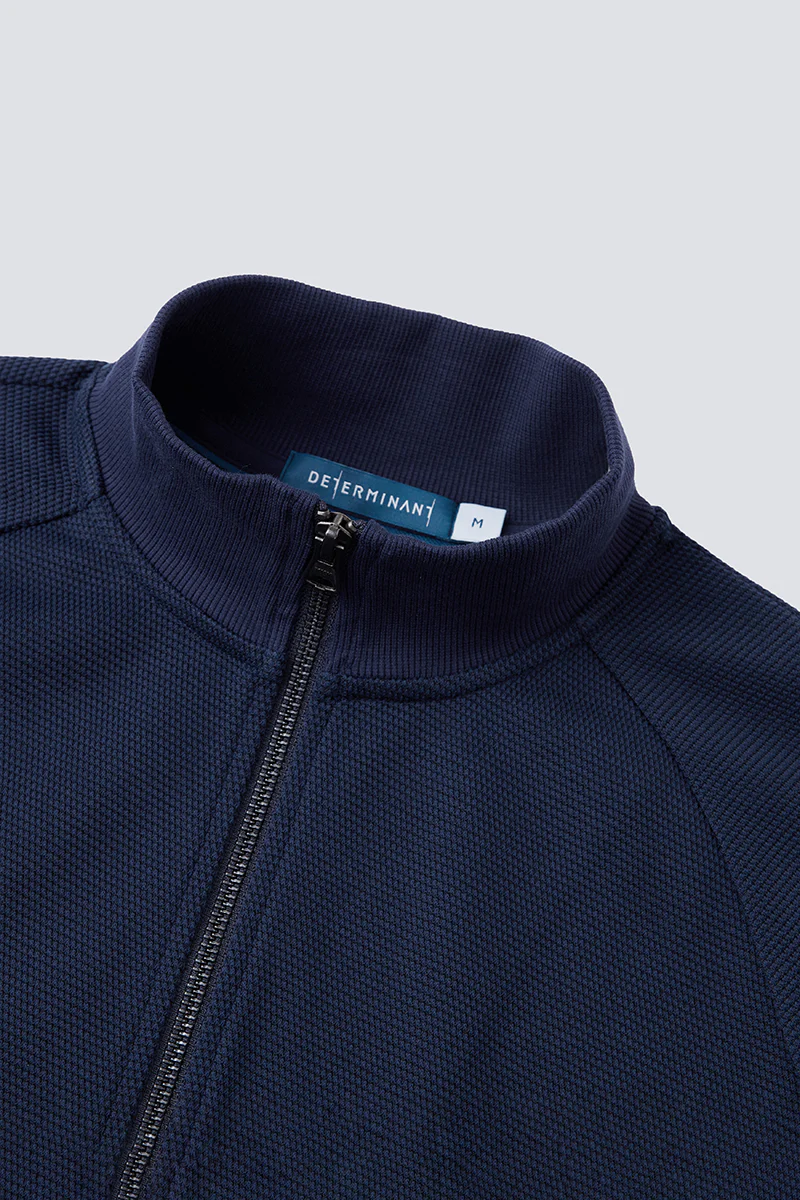 CottonSTRETCH Stand Collar Knit Jacket | Navy NNY096 - Image 6