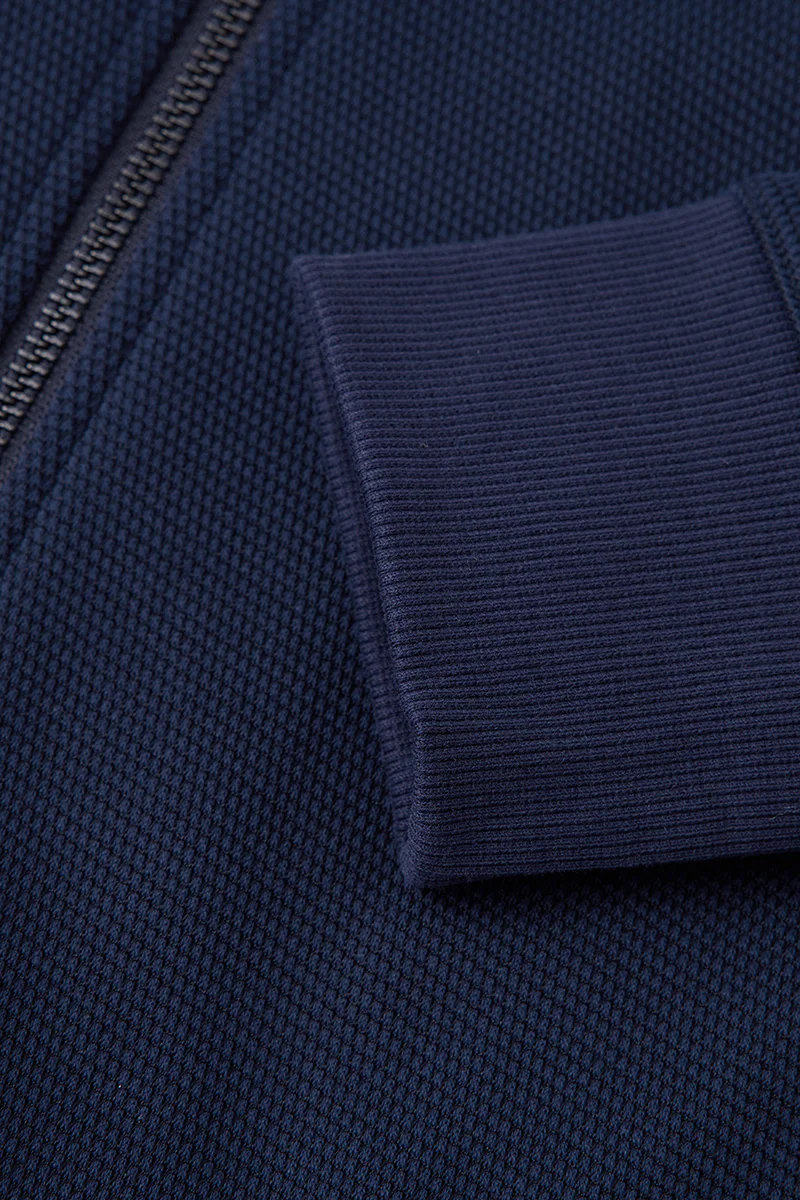 CottonSTRETCH Stand Collar Knit Jacket | Navy NNY096 - Image 7
