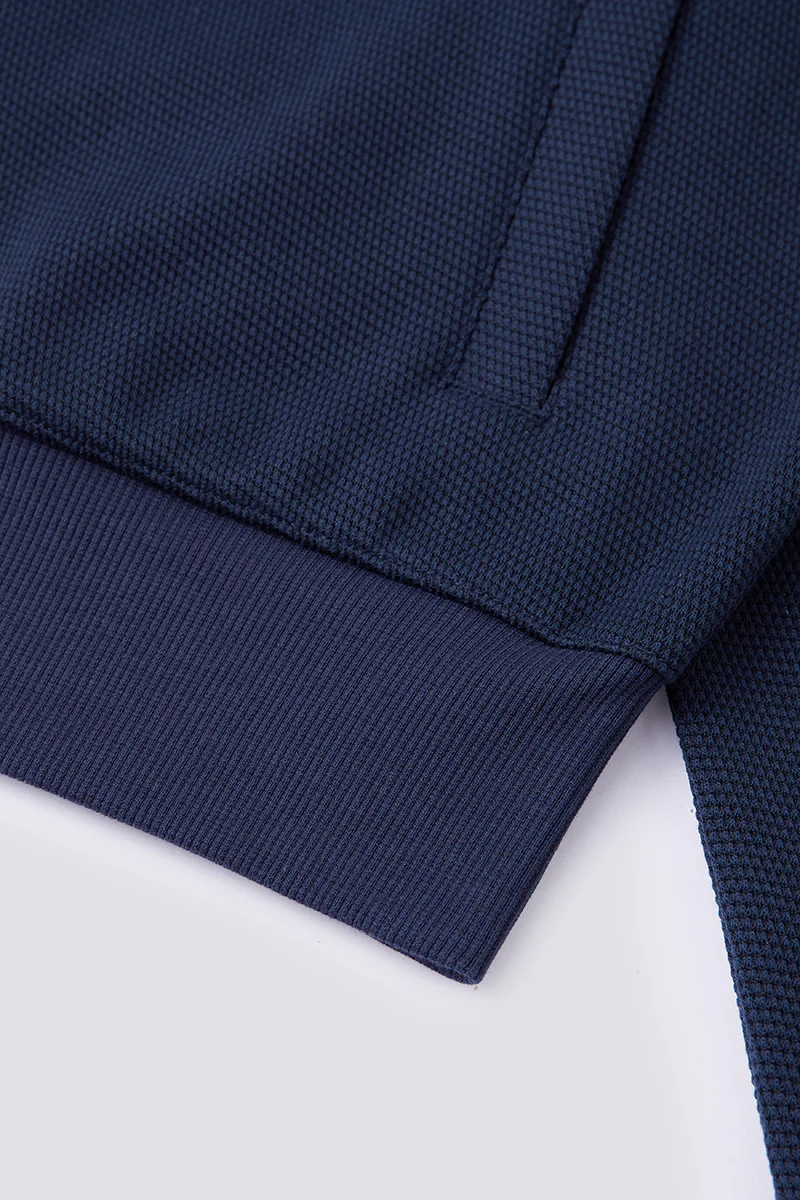 CottonSTRETCH Stand Collar Knit Jacket | Navy NNY096 - Image 8